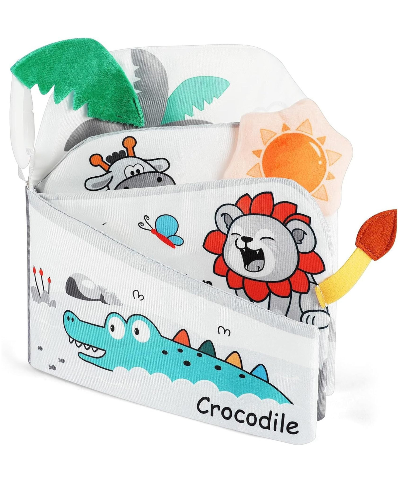 Baby Books 0-18 Months, Sensory Soft Books for Babies Touch and Feel, Baby Crinkle Books, Activity Book Infants for Boy Girl Gifts (Crocodile)-image-32