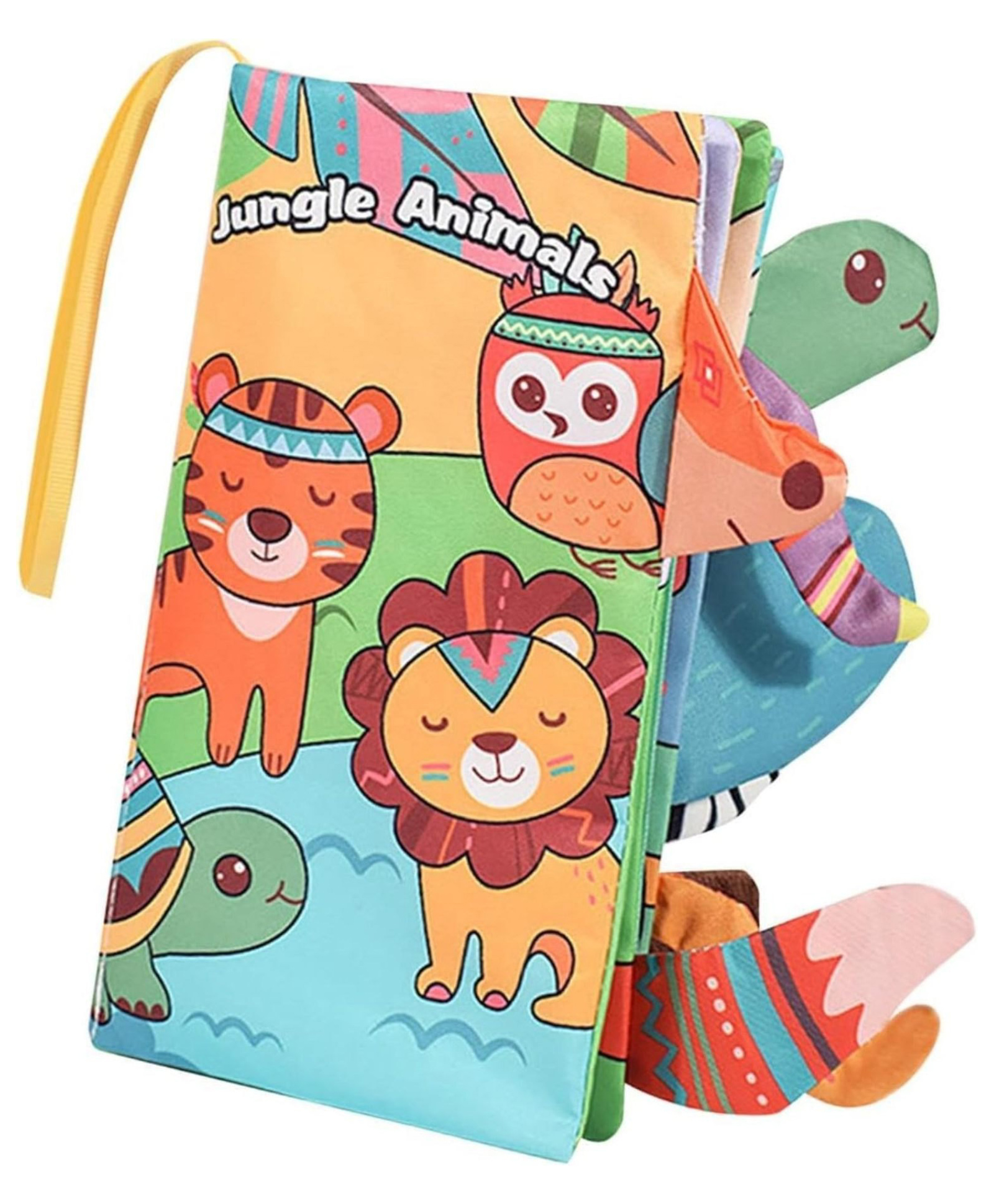 Soft Cloth Baby Book | 0-6 Months High Contrast Sensory Baby Toy | 6-12 Months Touch Feel Teething | Travel Essentials Tummy Time for Newborn 1-3 Years Old (Jungle Animals)-image-28