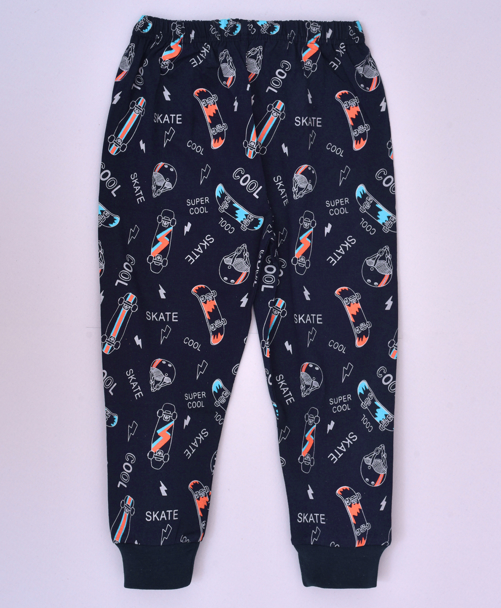 hrit Kiwi Cotton Knit Skateboard Printed Lounge Pant - Blue-picture-23