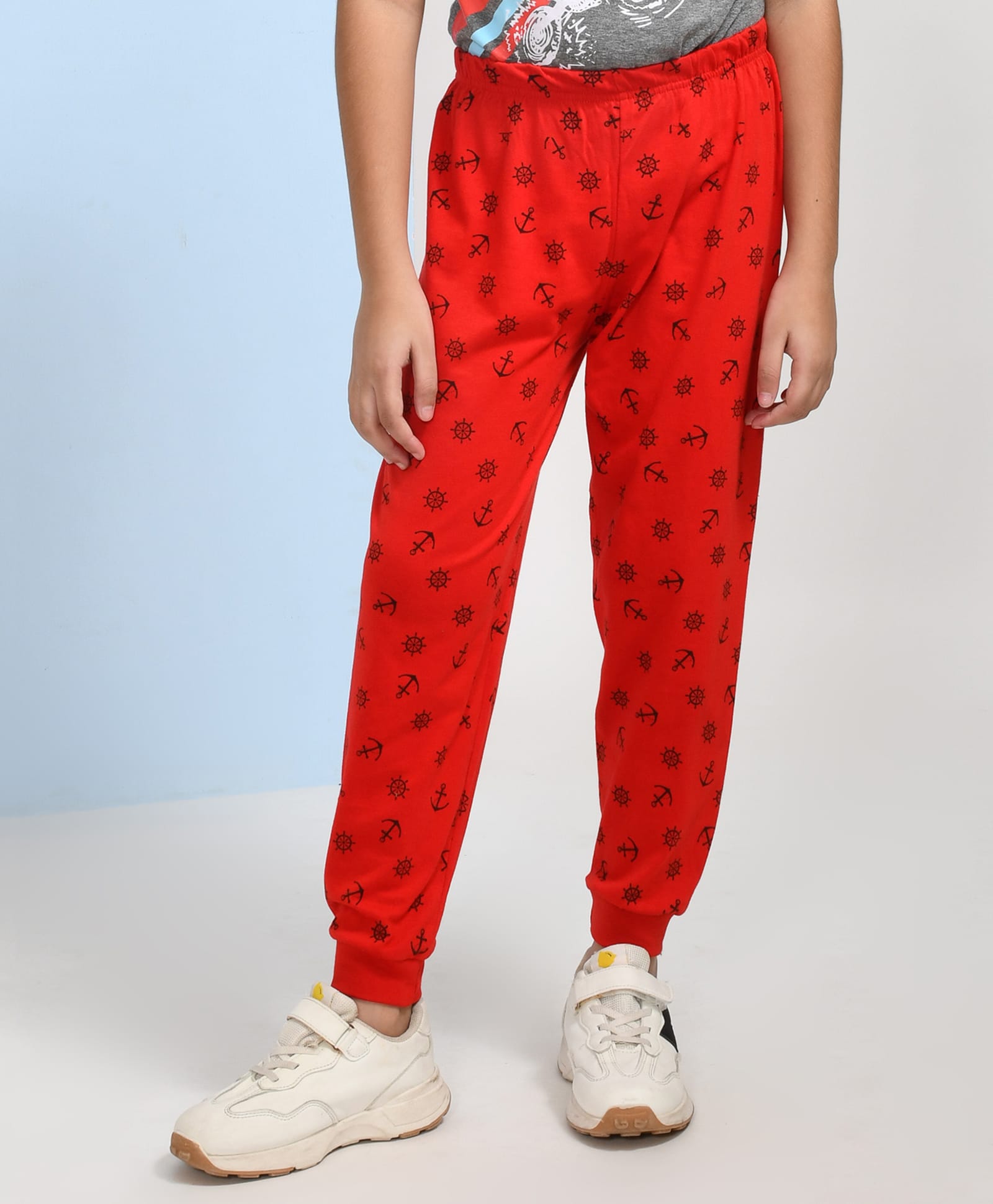 hrit Kiwi Cotton Knit Anchor Printed Lounge Pant - Red-picture-37