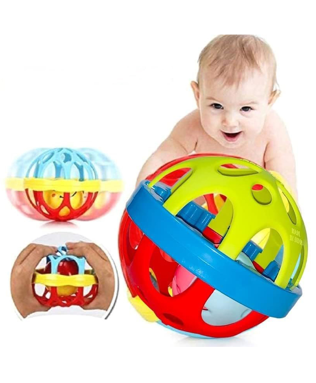 Muren Rolling Hand Bell Rattle Ball | Colorful Baby Rattle -pack of 1 - Multicolour-image-17