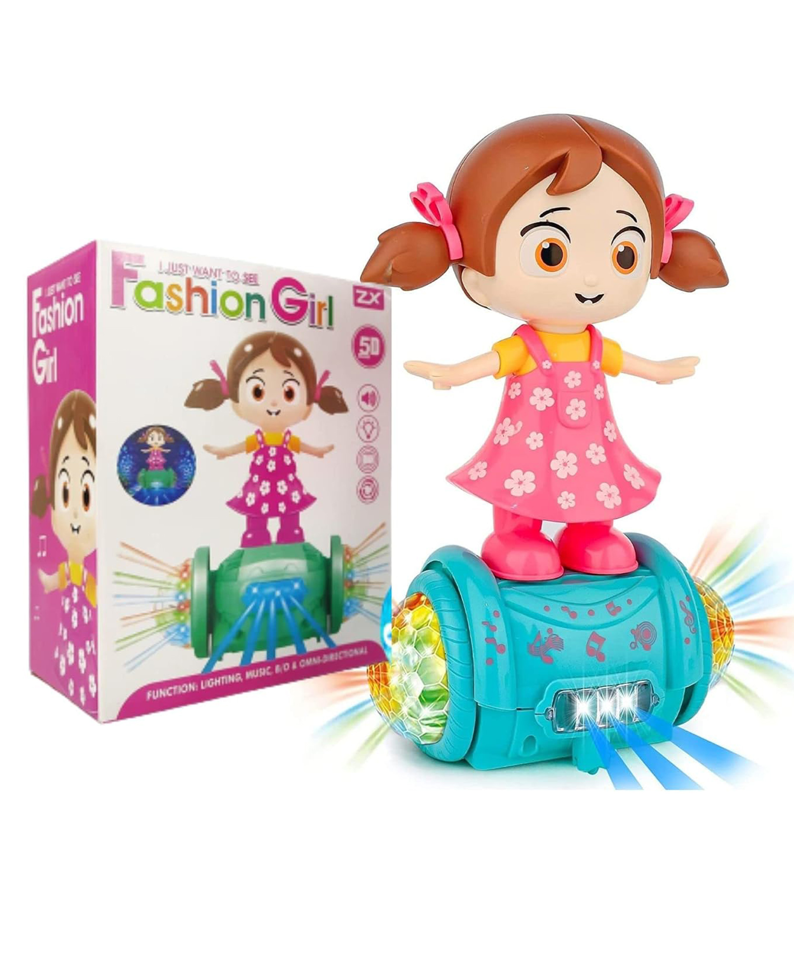 MUREN Dancing Fashion girl Robot Toy with Lights & Music 360° Rotating, Battery Operated, Educational Toy for Kids (6 Months+)-picture-23