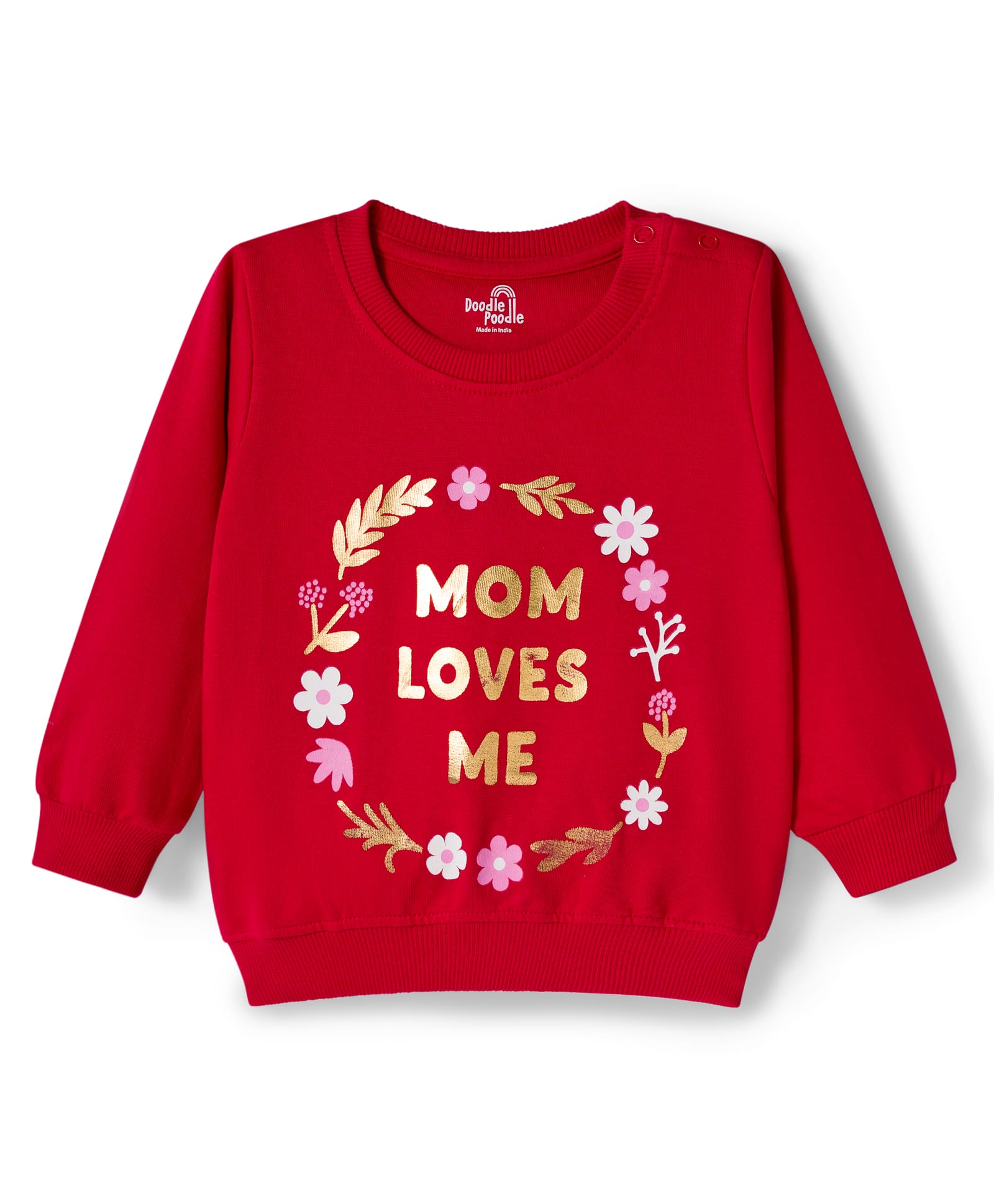 Doodle Poodle 100% Cotton Knit Full Sleeves Sweatshirt With Floral Print - Dark Red-picture-48