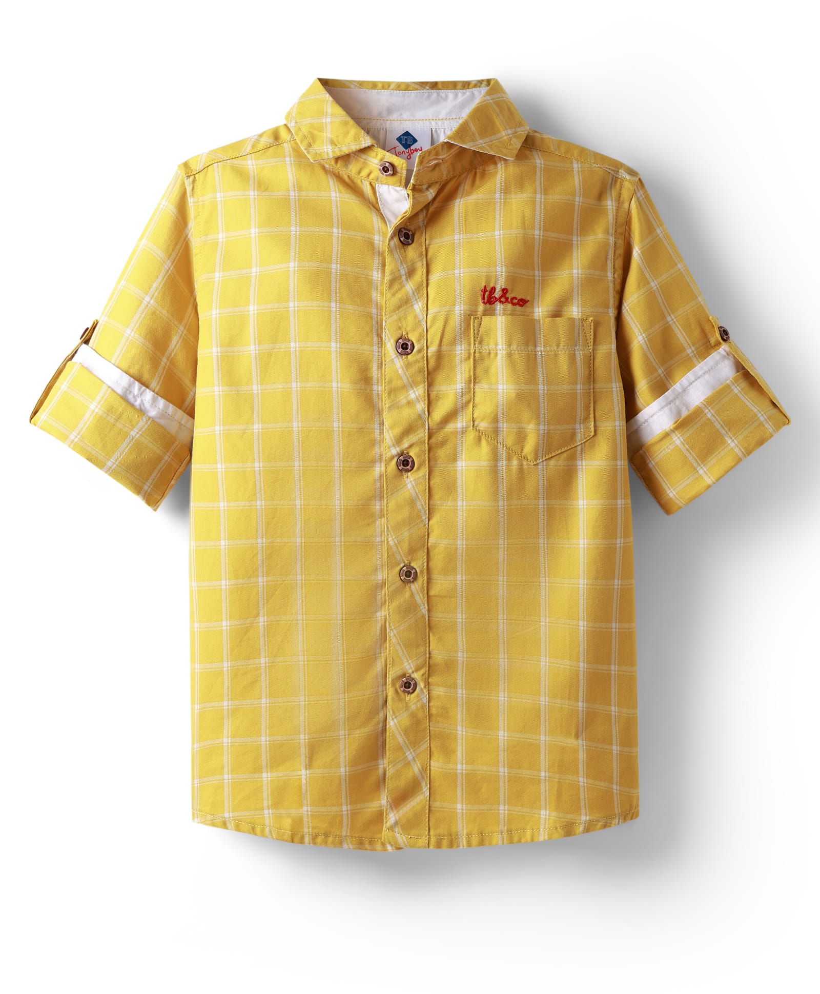 TONYBOY Cotton Woven Full Sleeves Window Pane Checked Shirt - Yellow-image-24