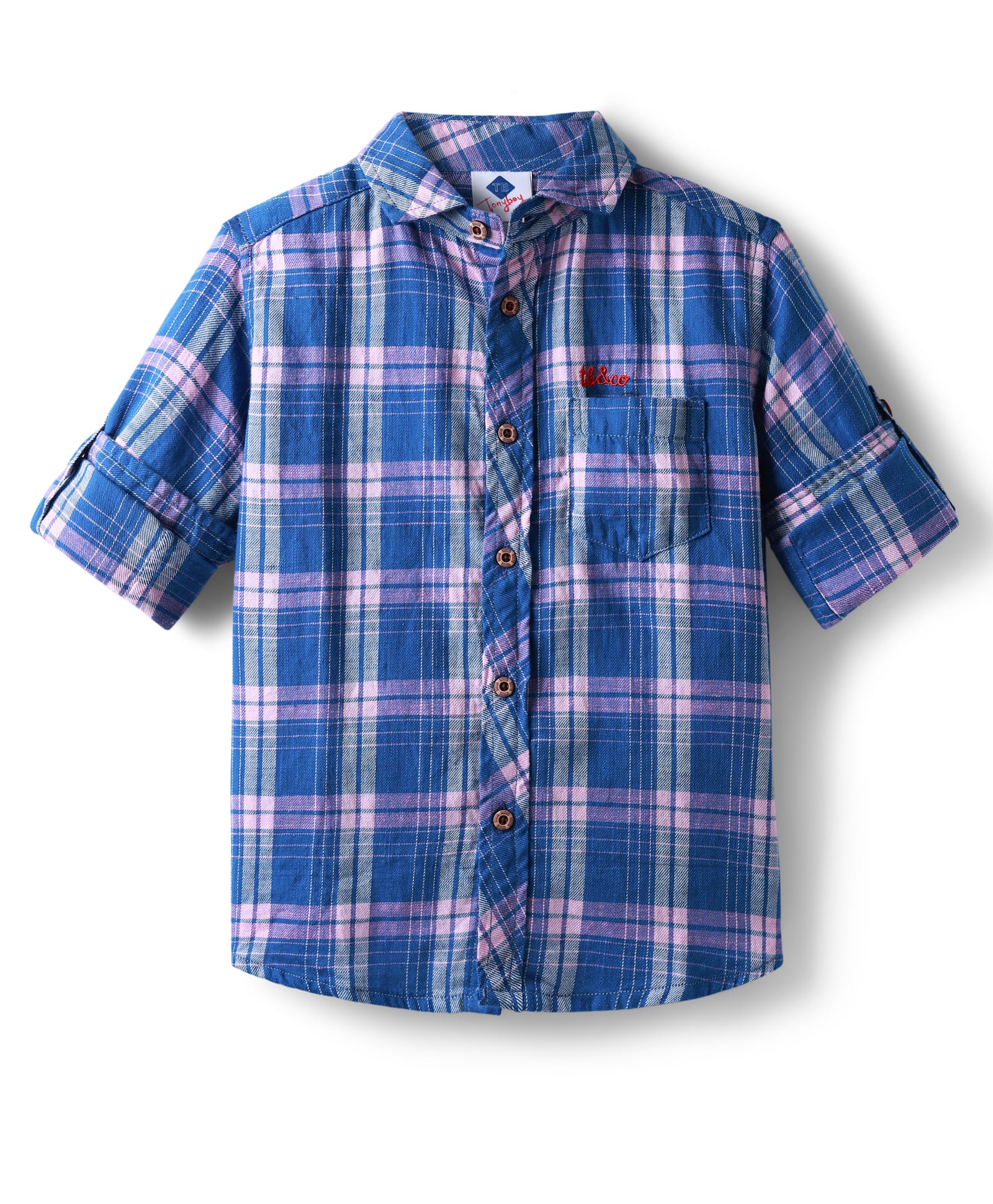 TONYBOY Cotton Woven Full Sleeves Checked Shirt - Blue Pink-image-17