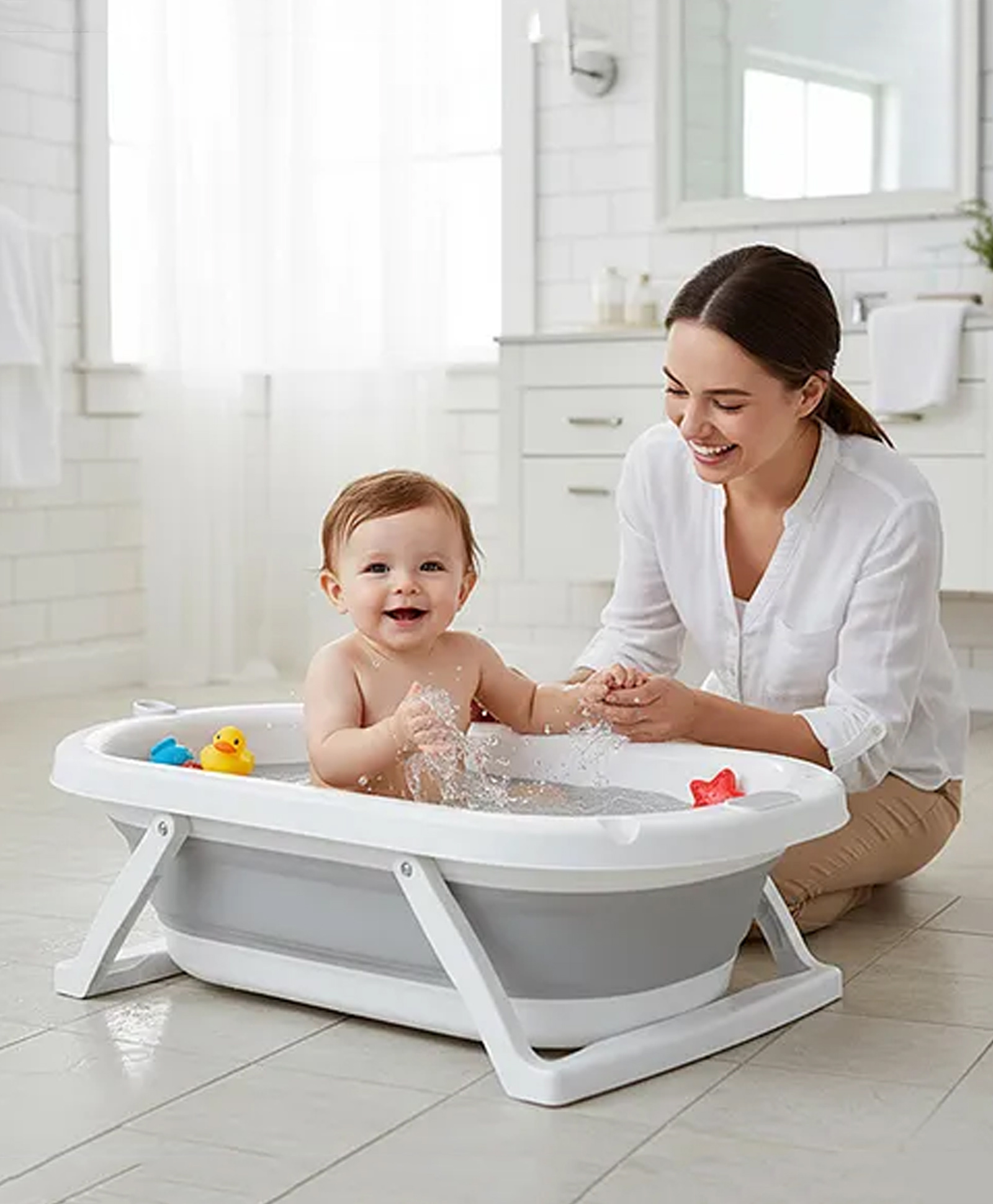 Babyhug Foldable Baby Bathtub - Grey - Free Size| Ideal for Infants & Toddlers| For Boys & Girls| Drain Plug| Non-slip Base| Travel Friendly| Compact Fold for Easy Storing-image-28