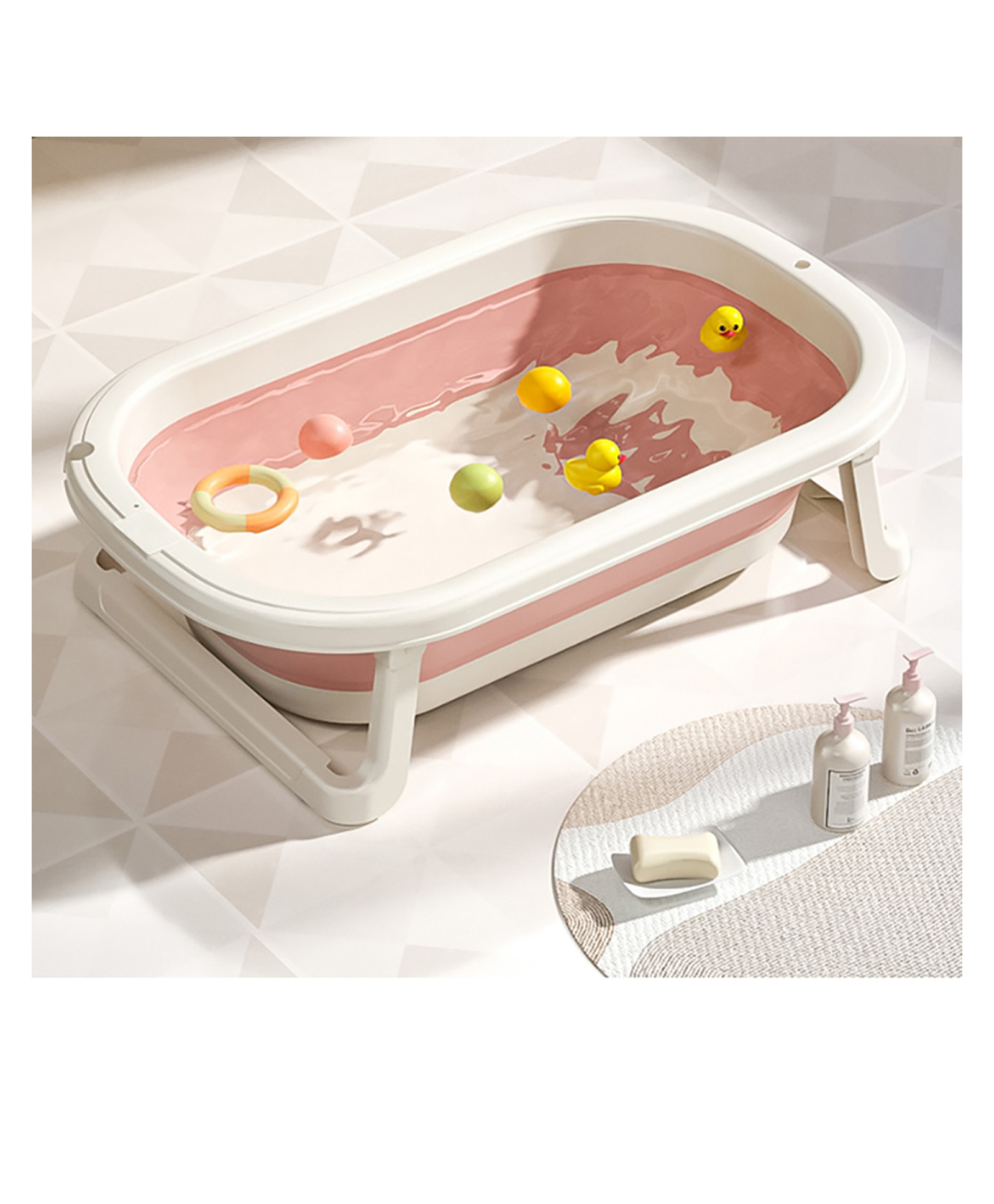 Babyhug Foldable Baby Bathtub - Pink - Free Size| Ideal for Infants & Toddlers| For Boys & Girls| Drain Plug| Non-slip Base| Travel Friendly| Compact Fold for Easy Storing-picture-25