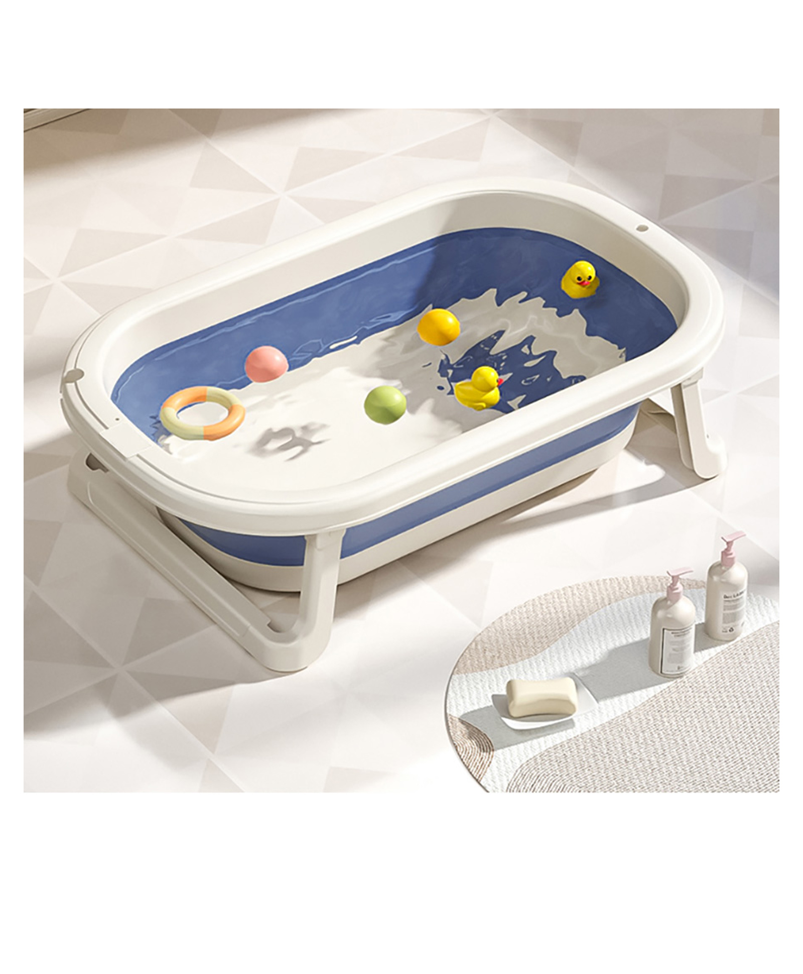 Babyhug Foldable Baby Bathtub - Blue - Free Size| Ideal for Infants & Toddlers| For Boys & Girls| Drain Plug| Non-slip Base| Travel Friendly| Compact Fold for Easy Storing-image-32
