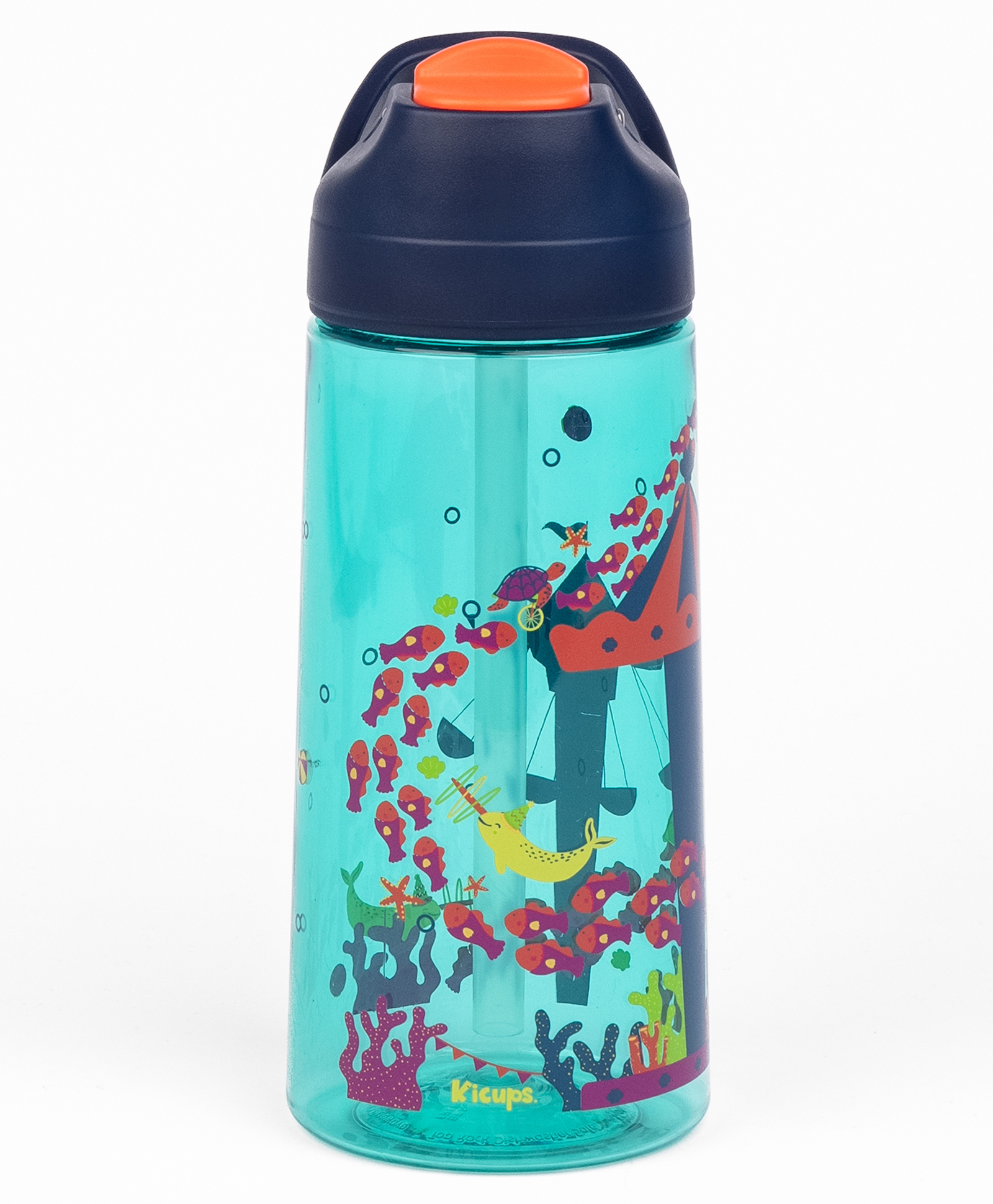 Kicups Tritan Water Bottle 550 ml water bottle for kids school bottle for kids Kids Water Bottles Tritan material Fin Fiesta - Sky Blue-image-20