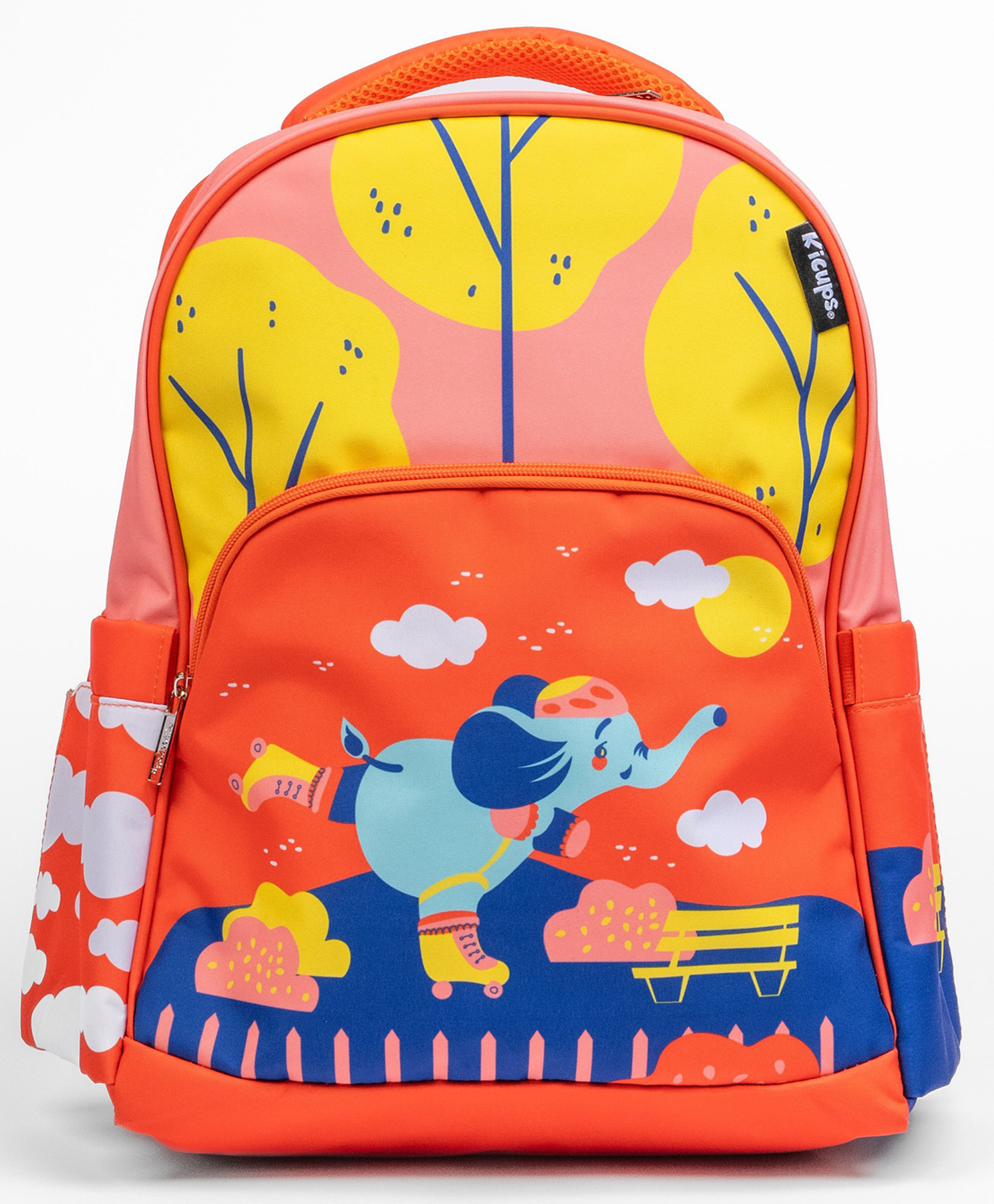 Kicups Buddy Bags School Bag for Kids Lightweight, Durable, Spacious Backpack for Boys & Girls | Ideal for School & Outdoor Use JUNGLE GYM - Orange Height 14.5 Inches-image-32