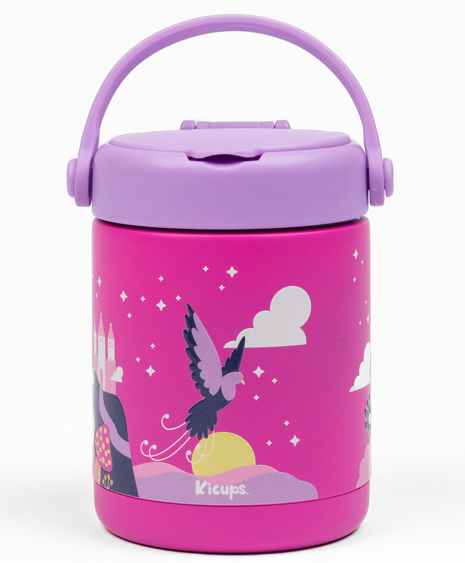Kicups 488ml Stainless Steel Insulated Food Jar for Kids | Hot & Cold Food Storage Thermos for Toddlers | Leak-Proof Soup Lunch Box | Travel-Friendly Food Flask Whimsical Wonderland - Pink-image-18