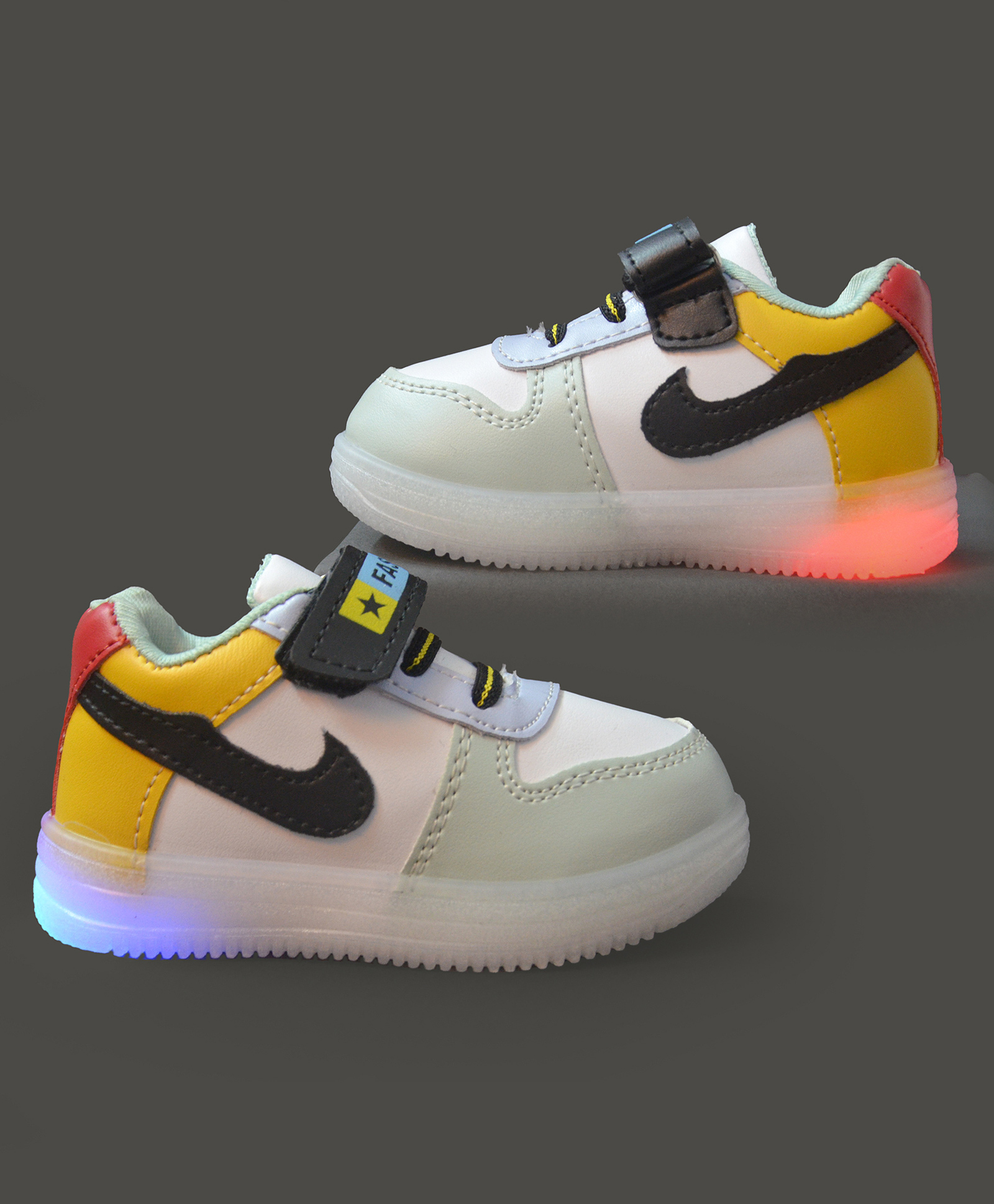 NEW STEPS Colour Blocked With Velcro Closure LED Shoes - Yellow-picture-38