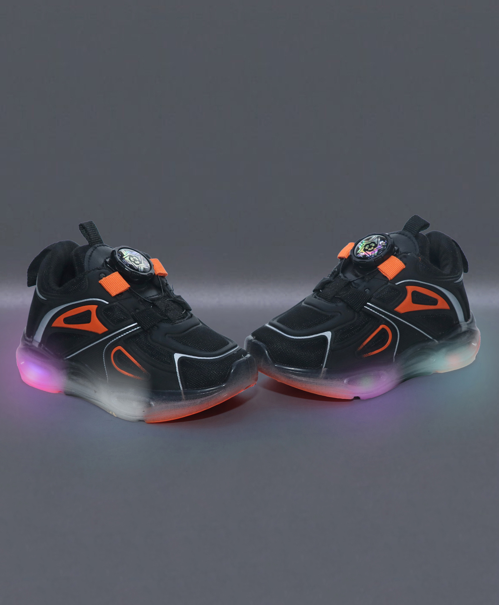 NEW STEPS Mesh Detailed & Colour Blocked WIth Button Closure LED Shoes - Black-picture-24