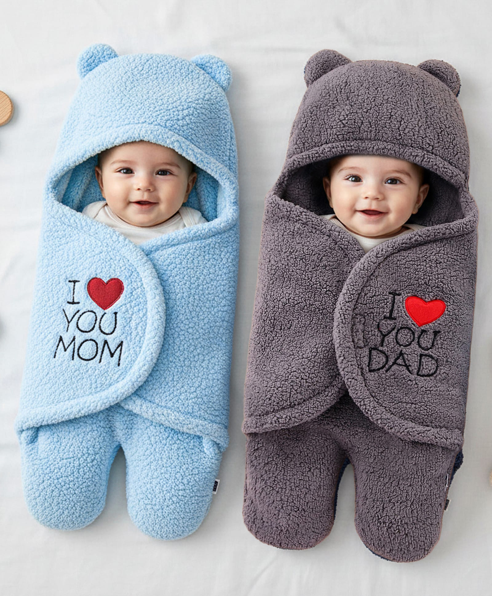 ZOE Supersoft Hooded Wearable Blanket cum Wrapper with Unicorn Patch & Hooded Bear Bath Wrapper Pack of 2 - Grey & Blue | New Born Gifting Option| All Season| Soft & Comfortable| Warm & Cozy-picture-21