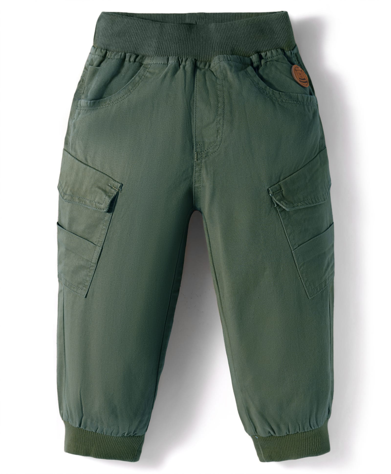 Little Kangaroos Twill Woven Full Length Solid Color Jeans - Olive Green-picture-14