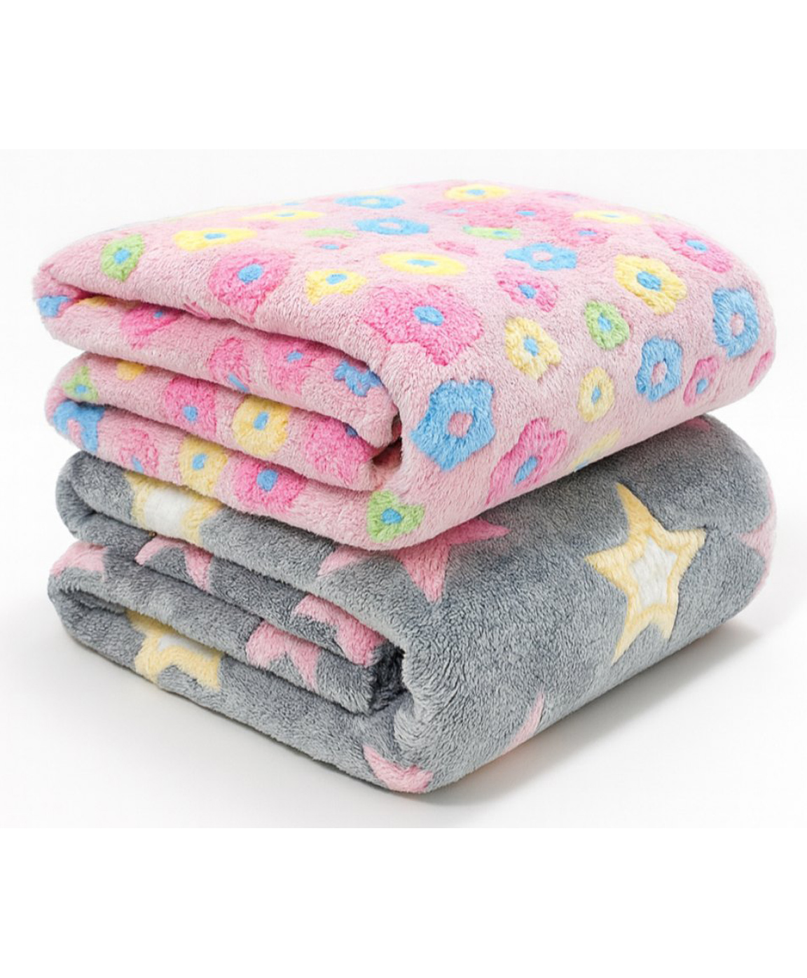BRANDONN Single Ply Coral Printed Blanket Combo Pack - Pink & Grey-image-11