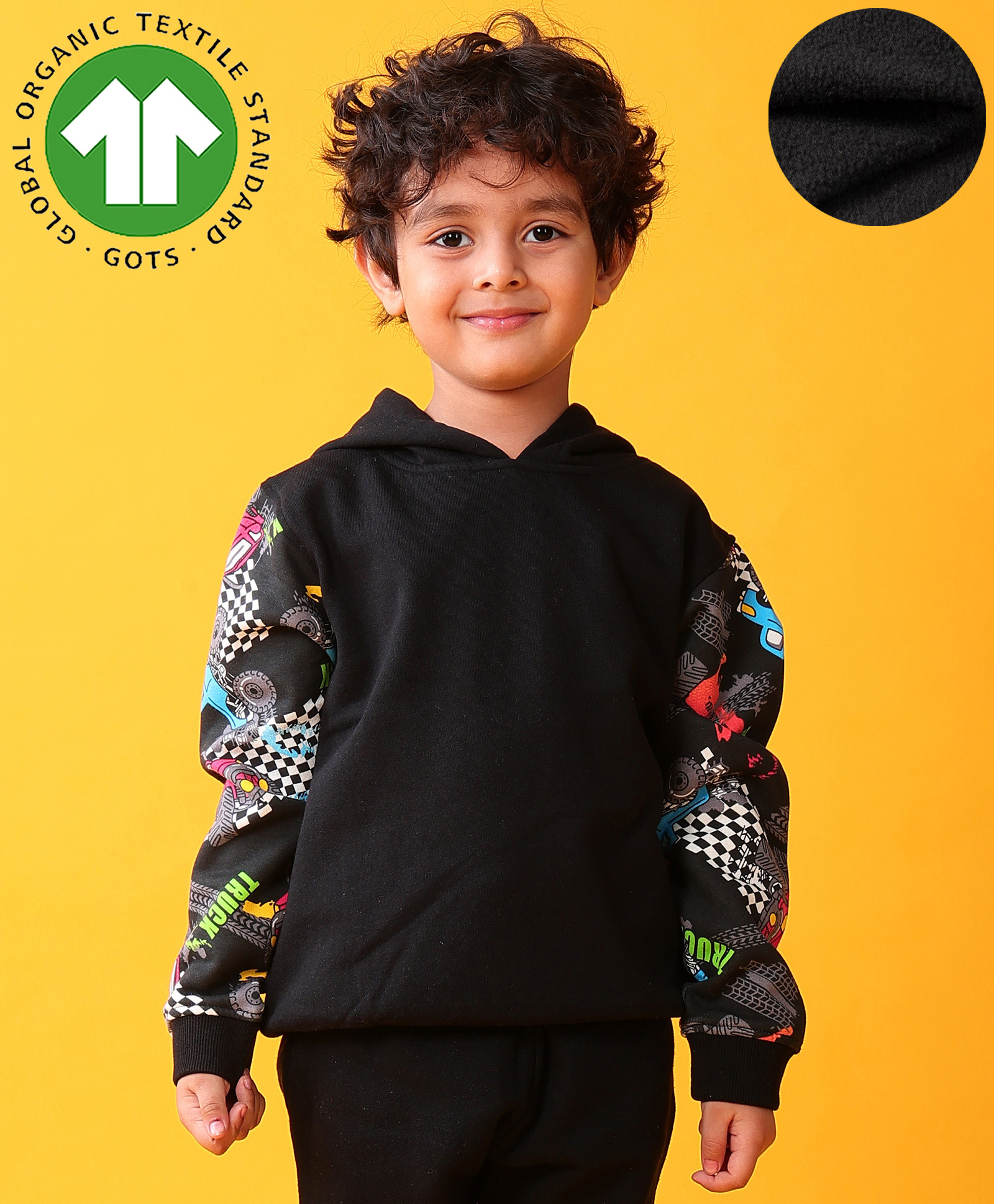 Anthrilo Fleece Knit Full Sleeves Race Themed Printed Hoodie - Black-picture-23