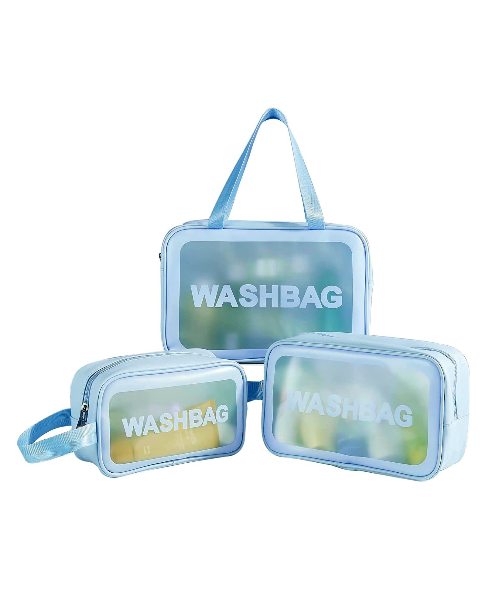 New Pinch Cosmetic Wash Bag Makeup Pouch Travel Transparent Toiletry Zipper Wash Bag with Handle Household Grooming Kit Portable Organizer Pouch for Women & Men and kids -3 pcs. set - COLOR MAY VARY-picture-24