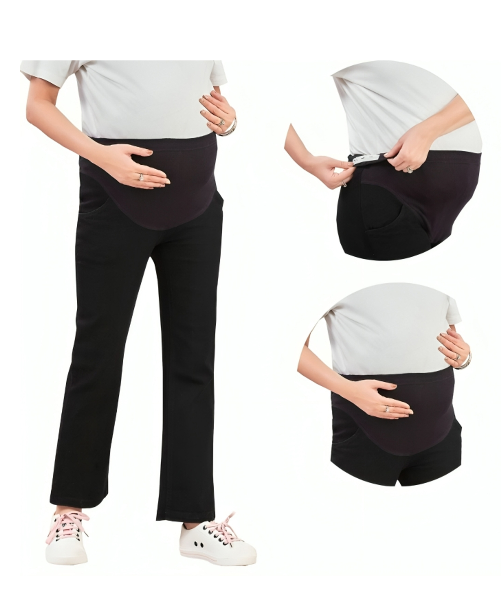 Mama & Bebe Denim Knit Mild Washed Maternity Jeans - Black-picture-24