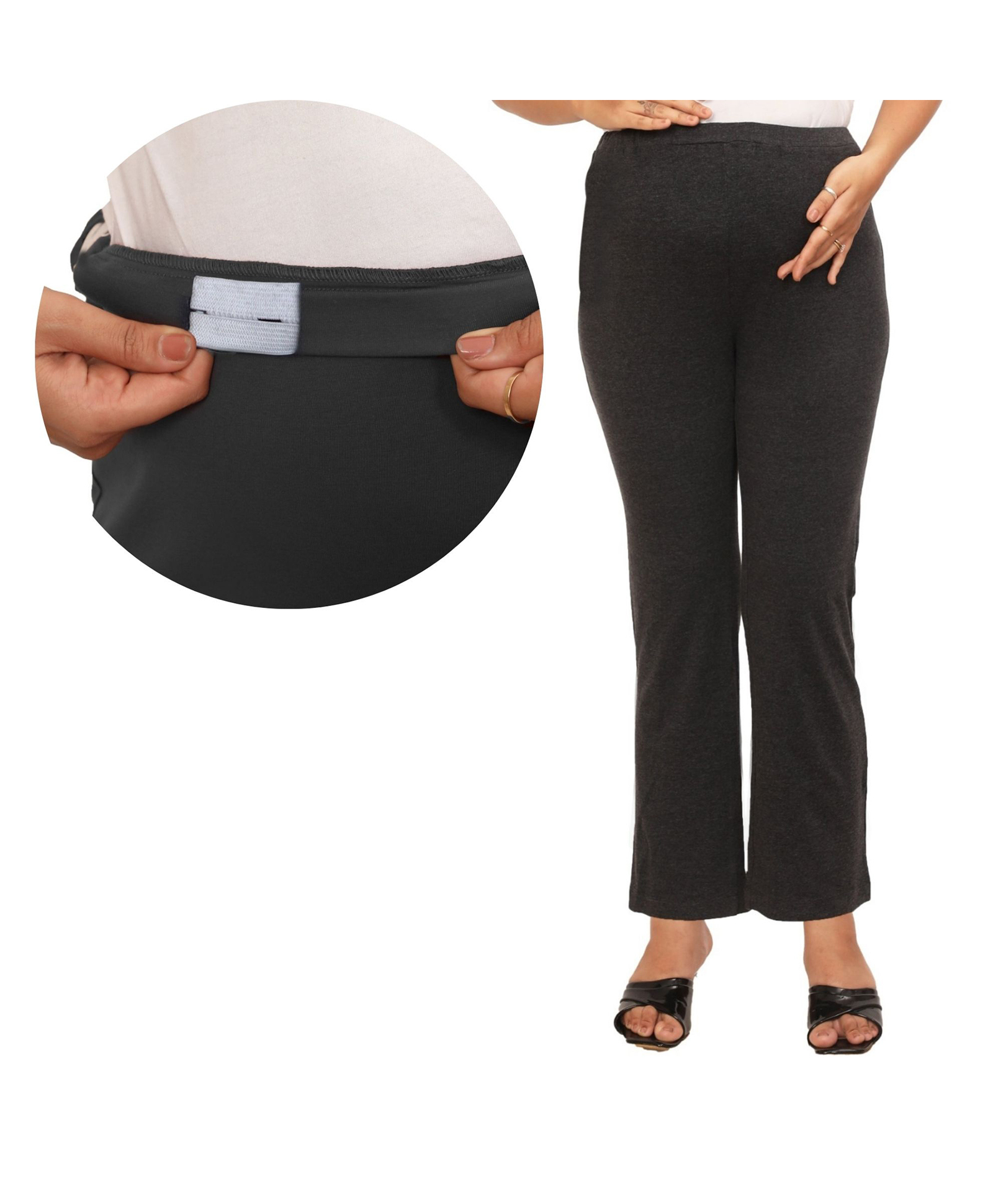 Mama & Bebe Knitted Knit Solid Maternity Pant - Anthra-picture-14