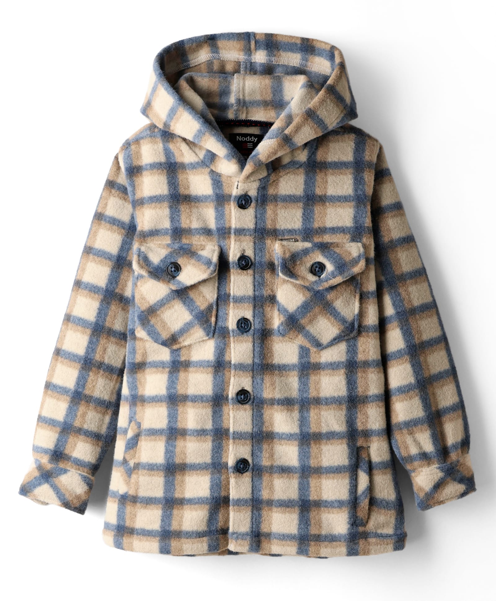 Noddy Full Sleeves Checked Hodded Shacket - Light Blue-picture-13