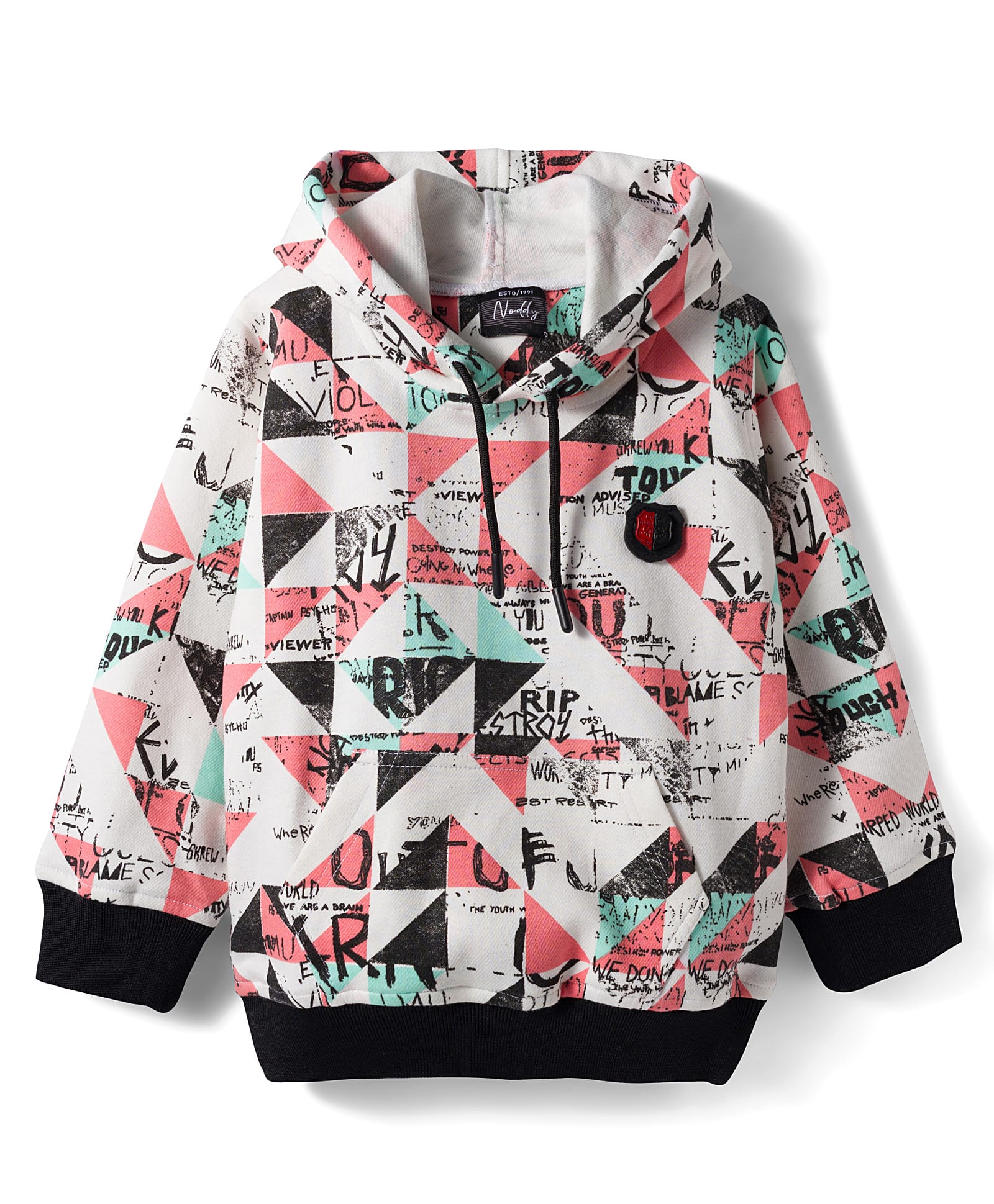 Noddy Full Sleeves Typography Printed Hoodie - Peach-picture-34