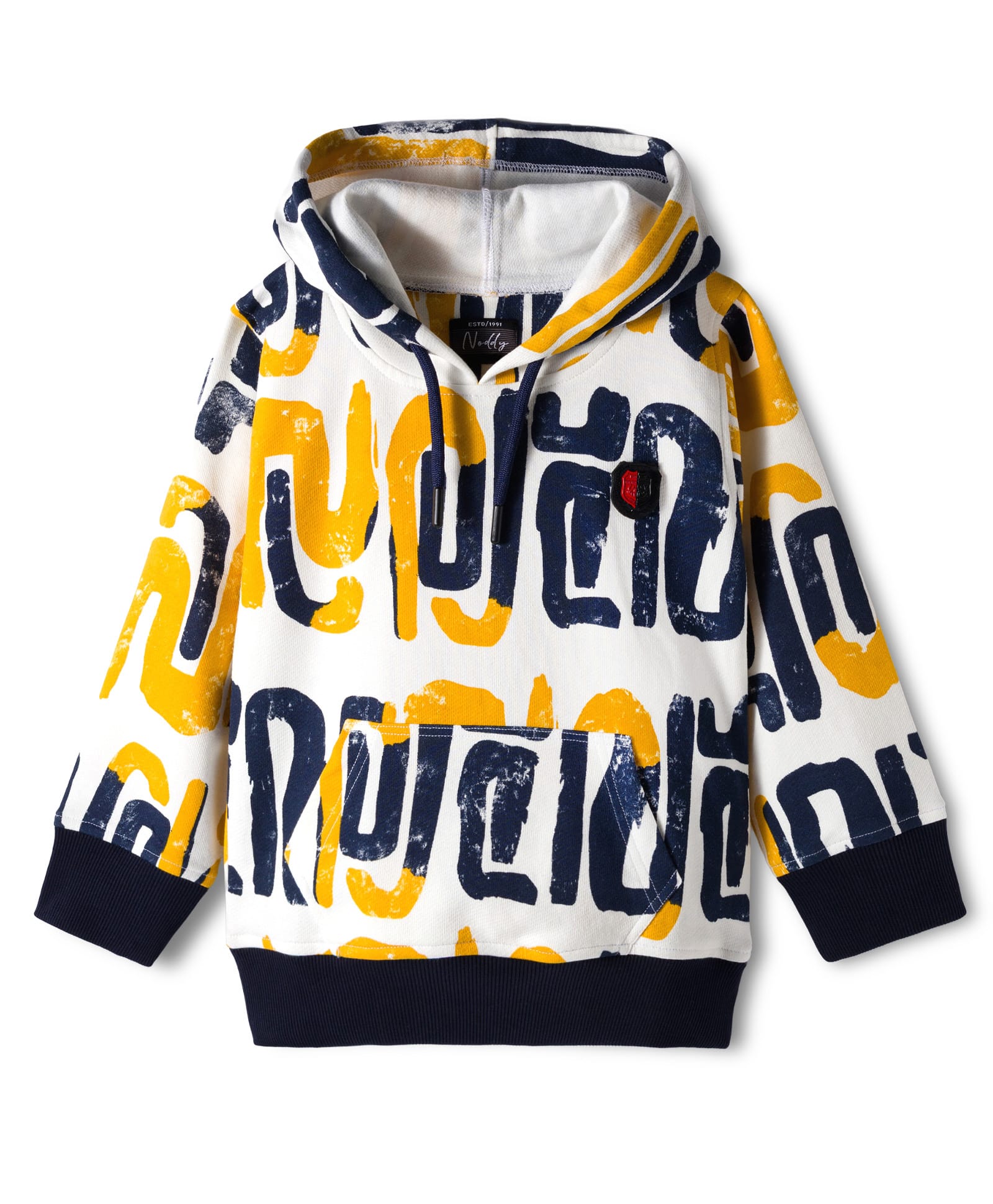 Noddy Full Sleeves Abstract Printed Hoodie - Mustard-picture-14