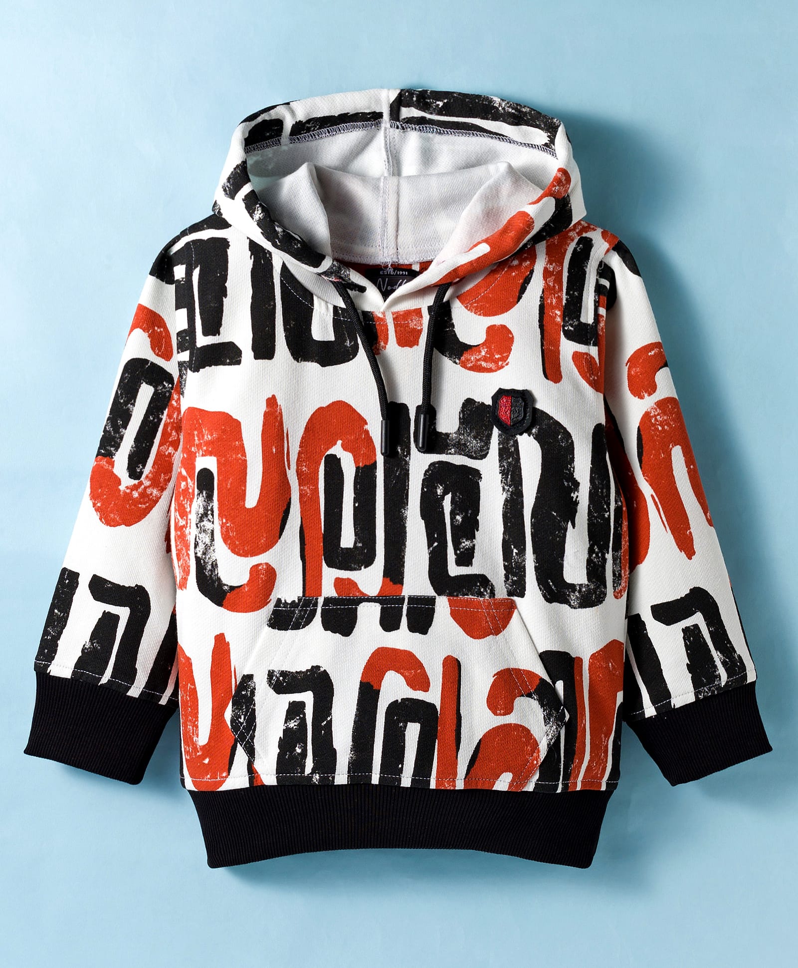 Noddy Full Sleeves Abstract Printed Hoodie - Rust-picture-21
