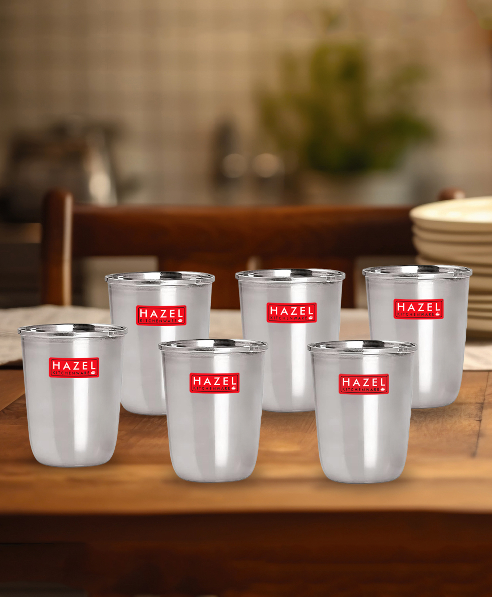 HAZEL Stainless Steel Glasses for Water & Juice, 250 ml, Set of 6-picture-7