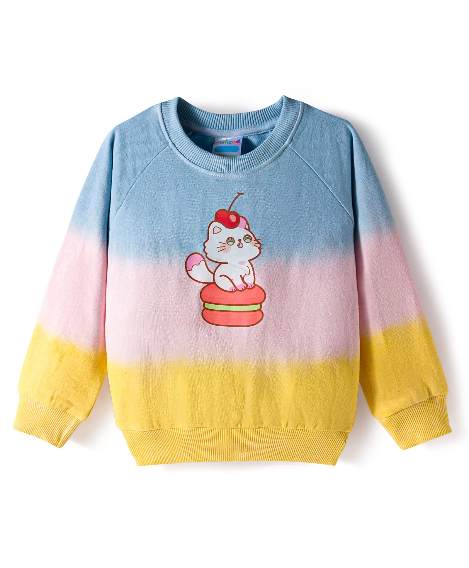 BUMZEE Knit Full Sleeves Kitty Printed Pullover Sweatshirt - Multicolor-picture-18