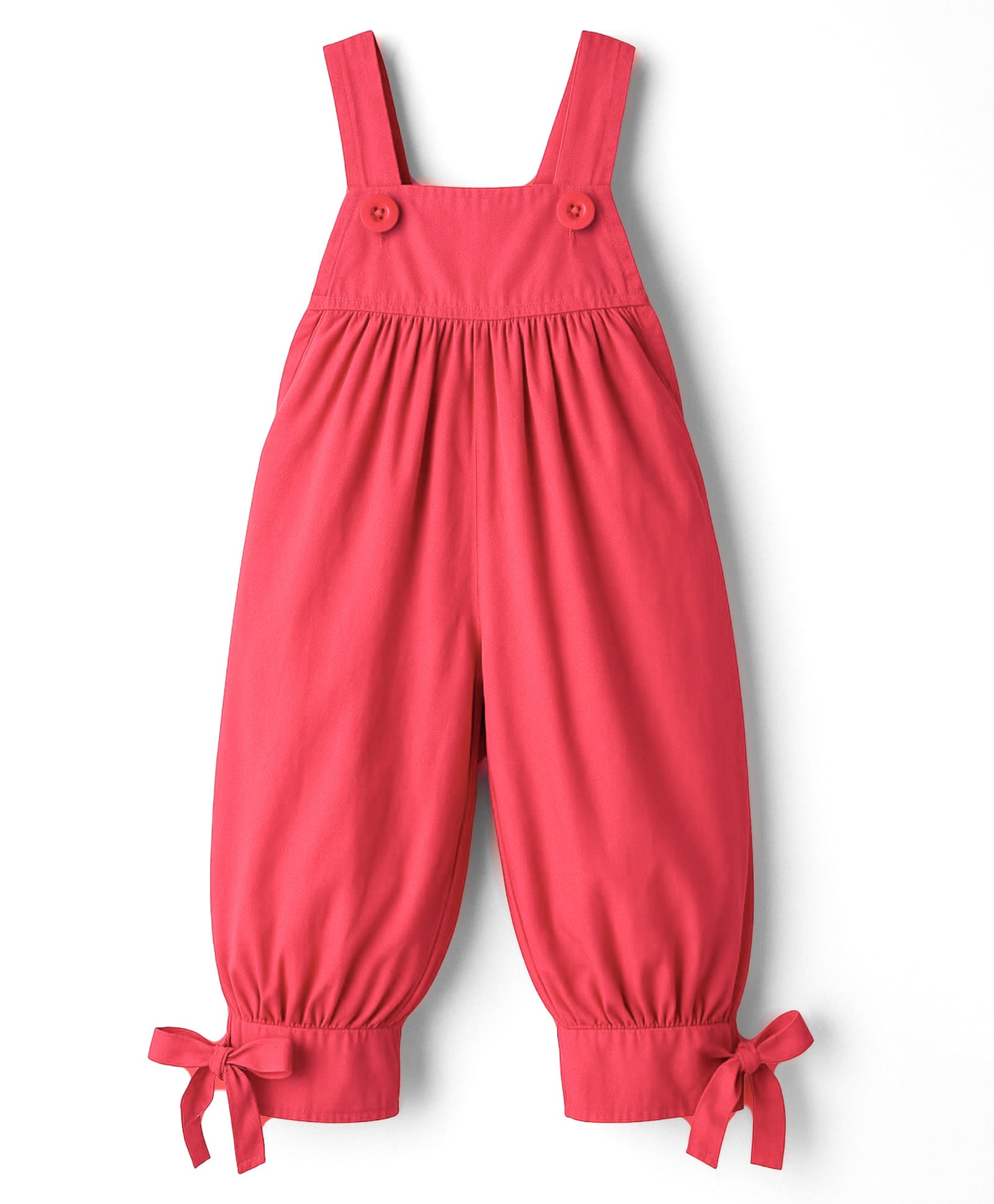 kookie kids india Kookie Kids Cotton Woven Sleeveless Solid Colour Jumpsuit - Coral-picture-28