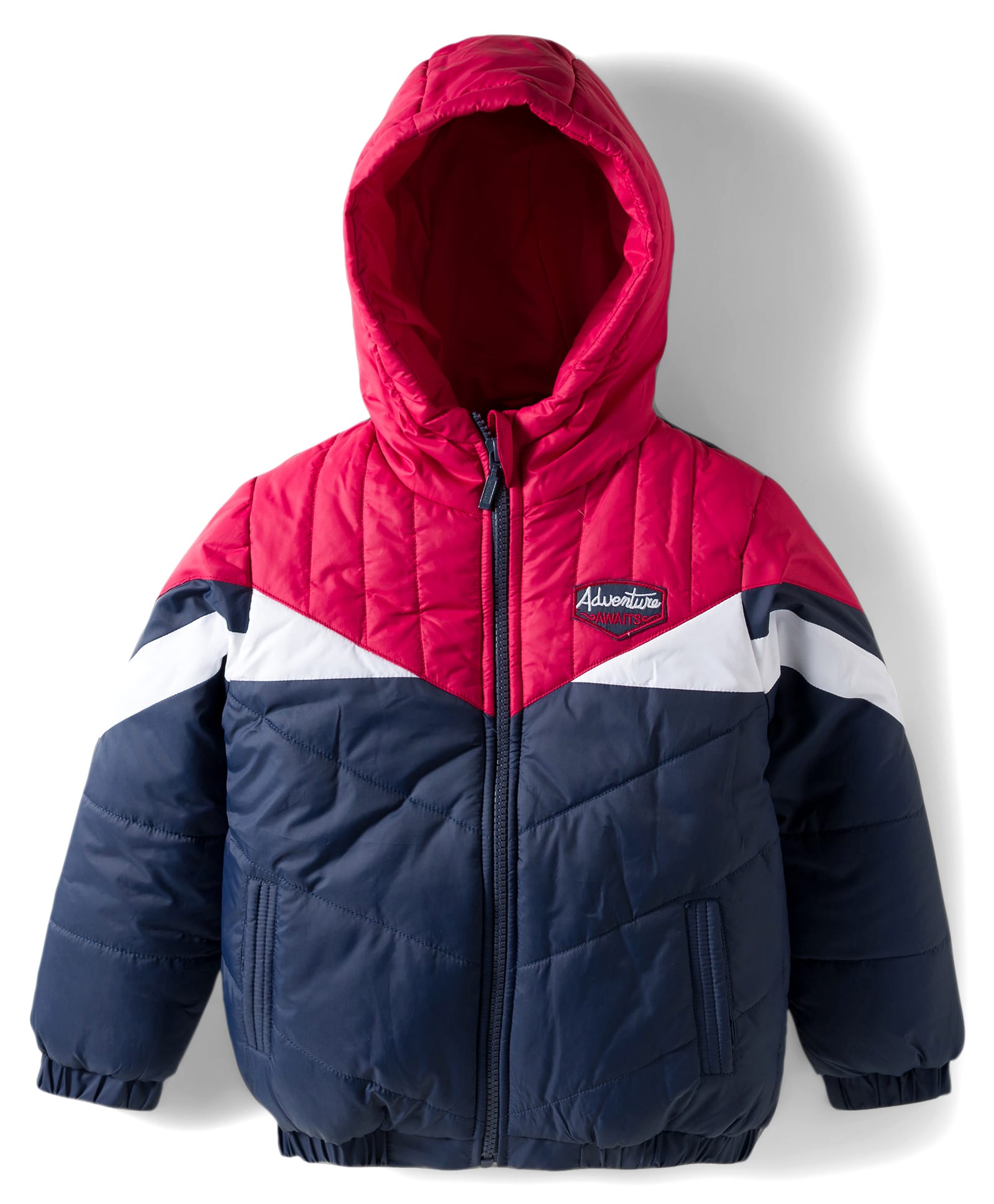 Babyhug Woven Full Sleeves Hooded Padded Jacket With Patch Detailing - Red & Navy Blue-picture-27