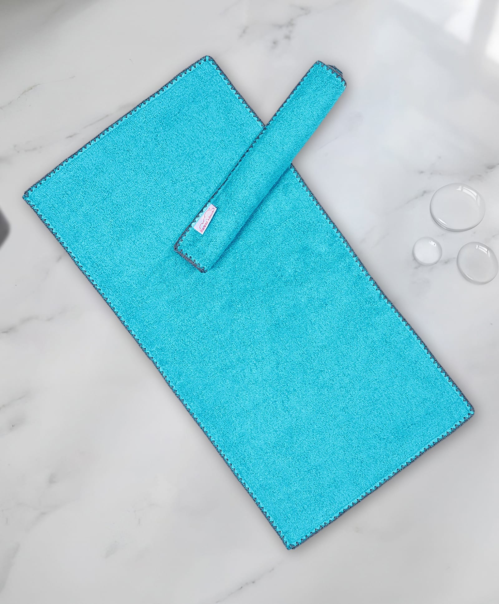 Mumma's Touch Organic Bamboo Woven Pack Of 2 Solid Sports Towels - Aqua Blue-image-38
