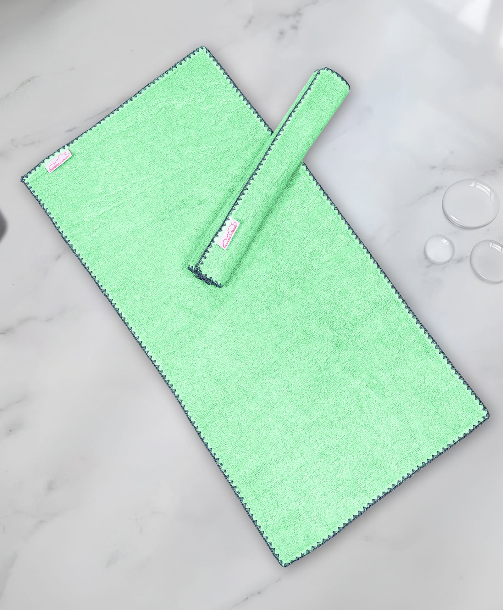 Mumma's Touch Organic Bamboo Woven Pack Of 2 Solid Sports Towels - Green-image-41