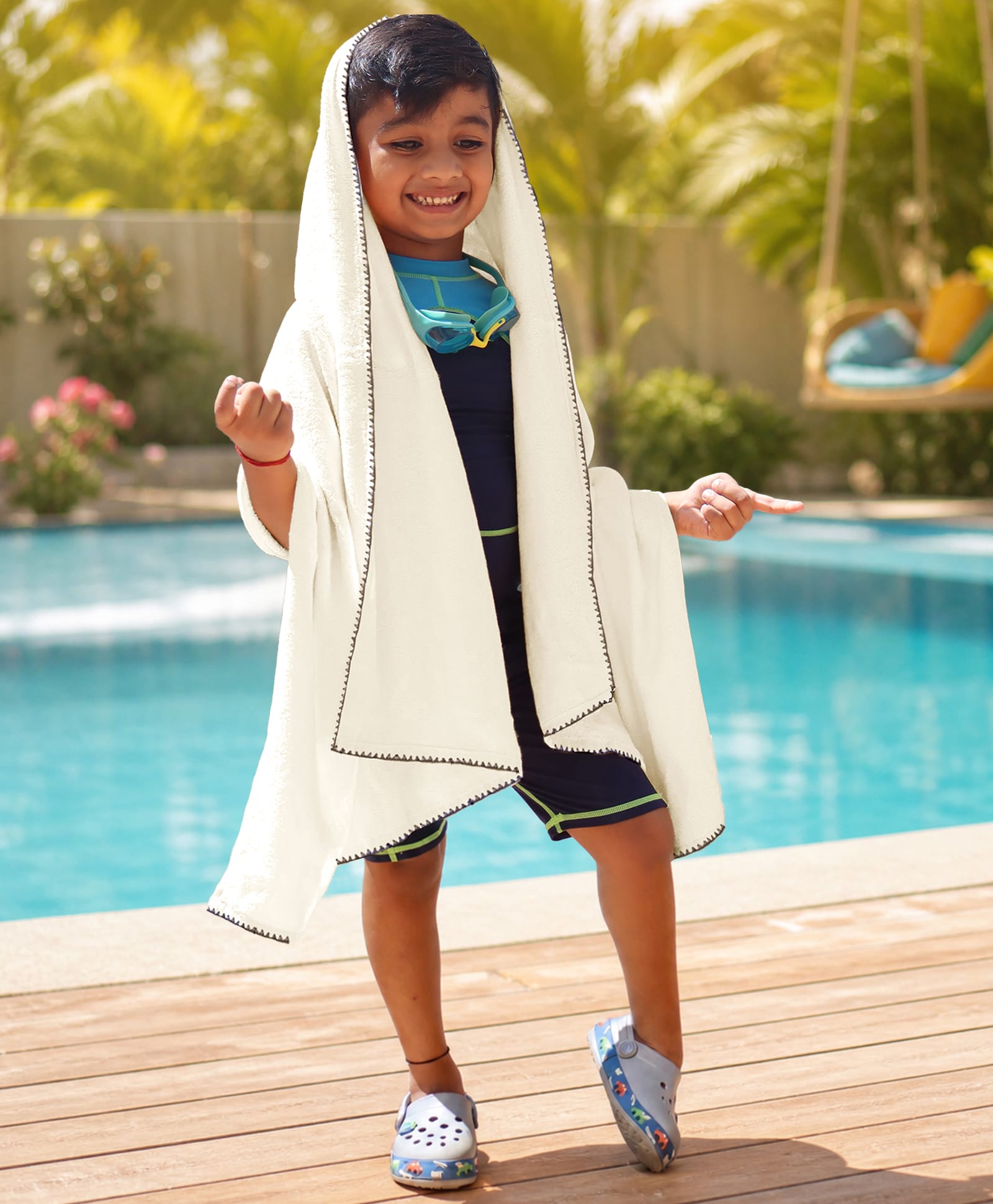 Mumma's Touch Organic Bamboo Woven Solid Swimming Towel - White-picture-24