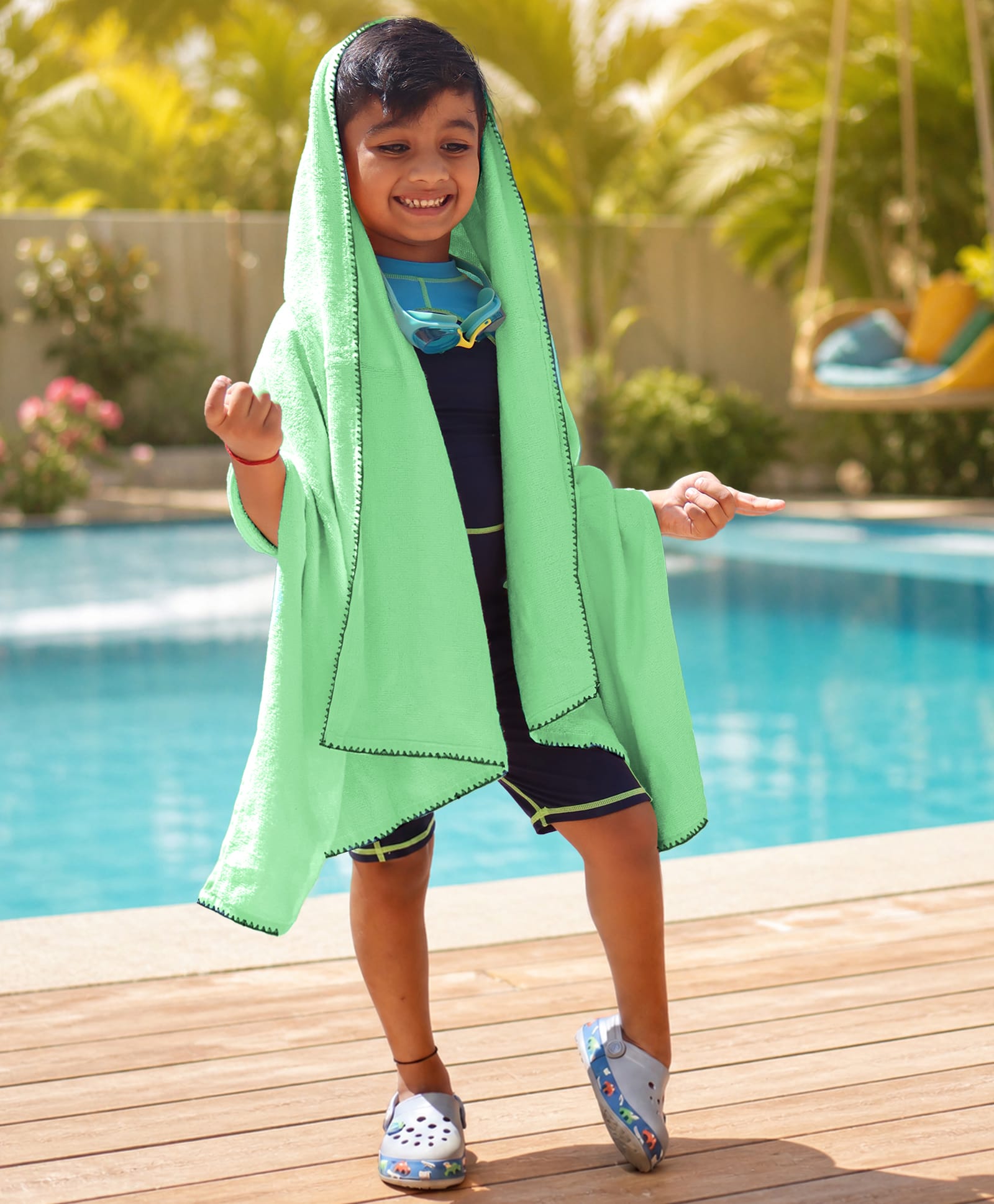 Mumma's Touch Organic Bamboo Woven Solid Swimming Towel - Green-image-28