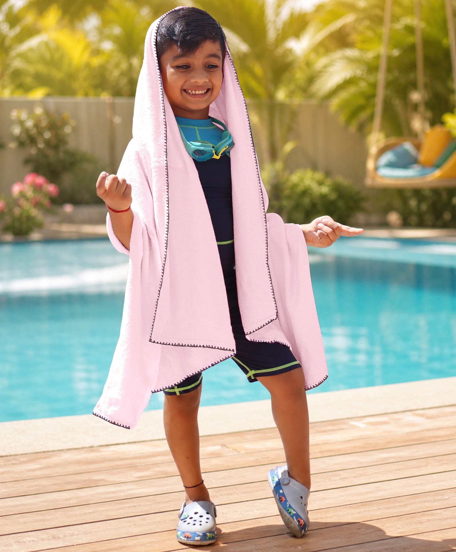 Mumma's Touch Organic Bamboo Woven Solid Swimming Towel - Pink-image-48