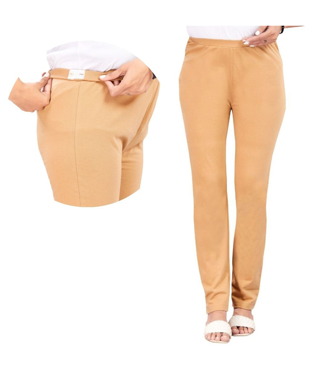 Mama & Bebe Cotton Woven Solid Maternity Pant - Fawn-picture-39