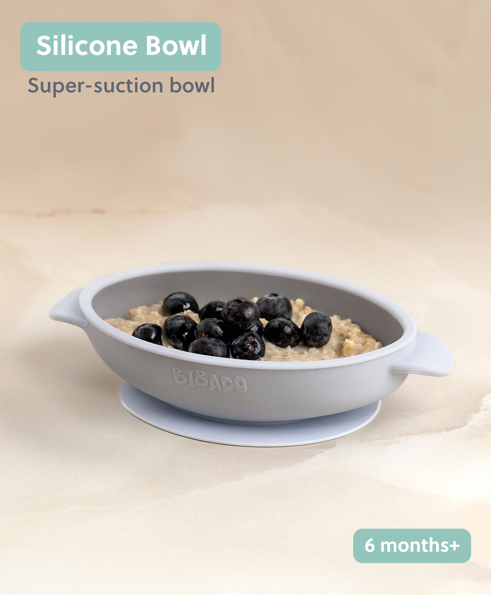 BiBaDo Silicone Suction Bowl - Non-Slip, Easy Scoop Oval Shape Feeding Bowl for Baby- BPA Free (Blue)-image-29