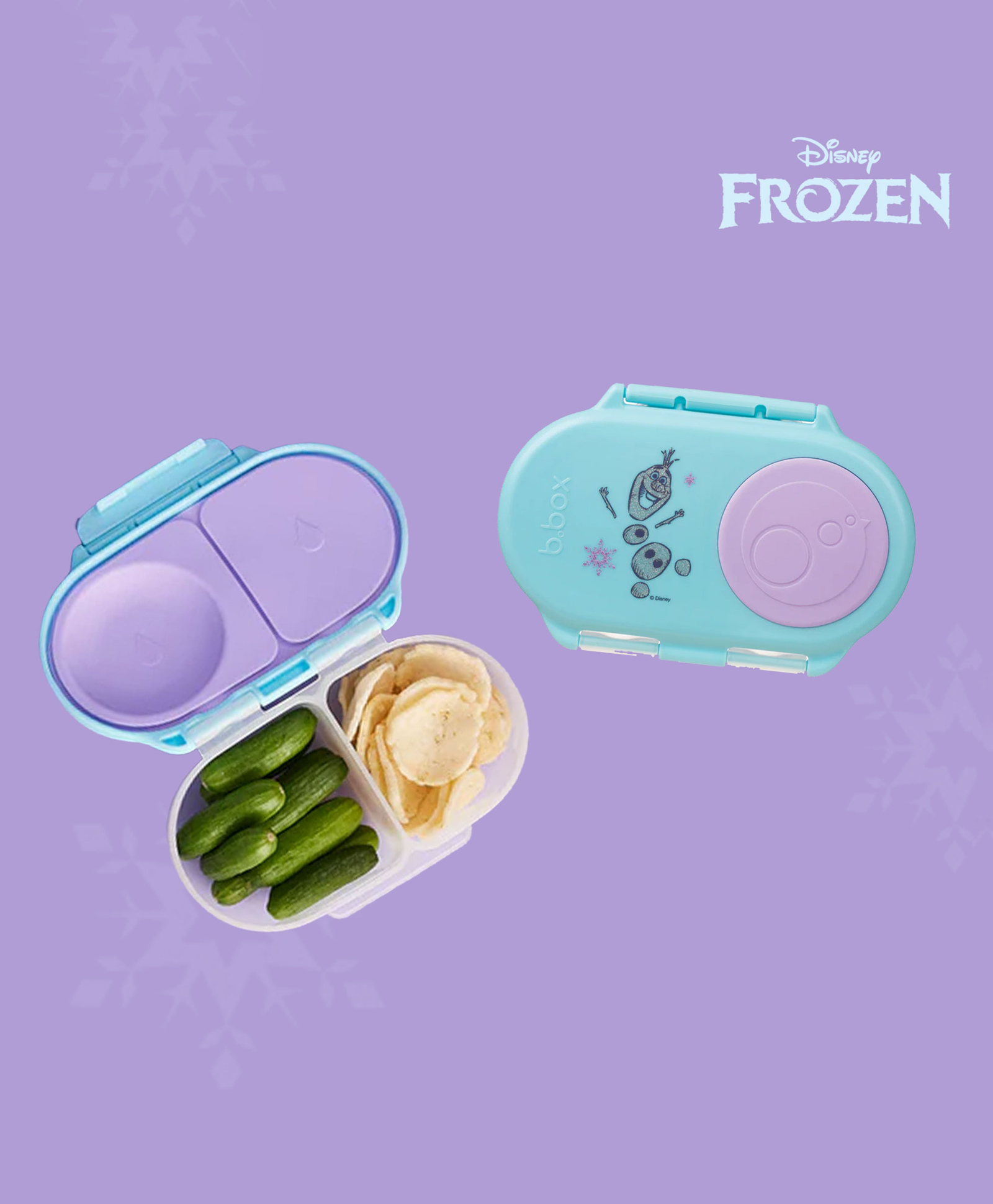 b.box Disney Frozen Snack Box for Kids - Leak-Proof container, 2 Compartments, BPA-Free, Easy to Open & Carry - Multicolor-picture-1