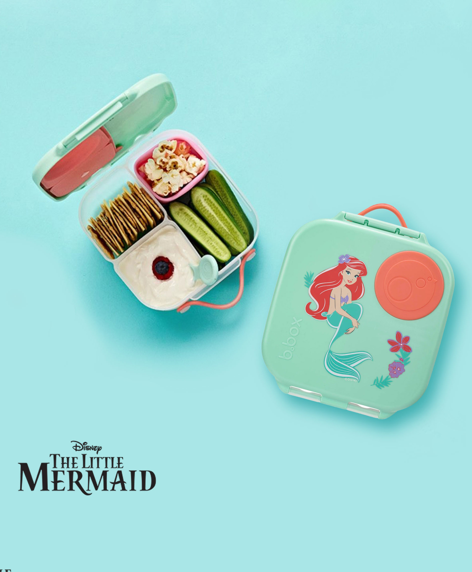 b.box Disney LIttle Mermaid Mini Lunchbox for Kids - 1L Capacity, Adjustable Divider, Flexi Fruit Holder, BPA-Free - Multicolor-image-29