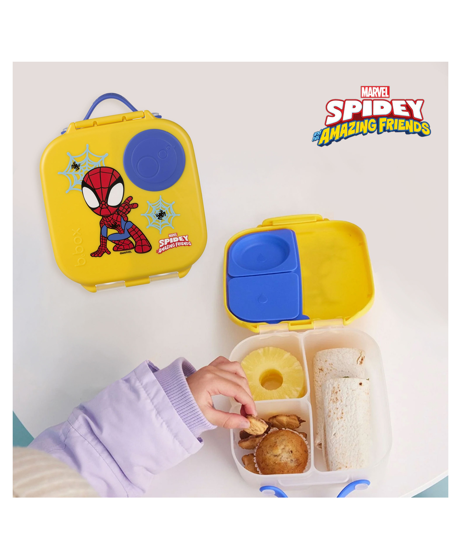 b.box Marvel Spiderman Mini Lunchbox for Kids - 1L Capacity, Adjustable Divider, Flexi Fruit Holder, BPA-Free - Multicolor-picture-40