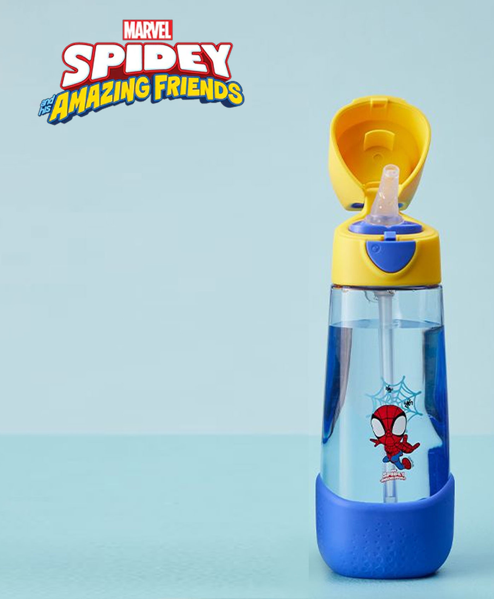 b.box Marvel Spiderman Tritan Straw Water Bottle for Kids MultiColour - - 600 ml-image-34