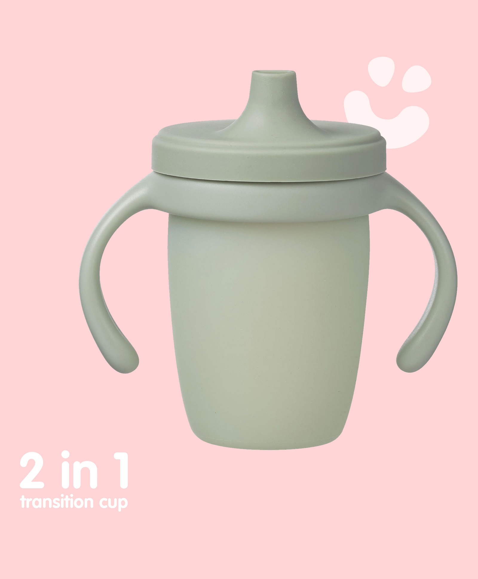 b.box Soft Silicone Spout Cup - Spill Proof & Transition Friendly with Removable Lid & Handles 240ml Capacity Sage Green-picture-11