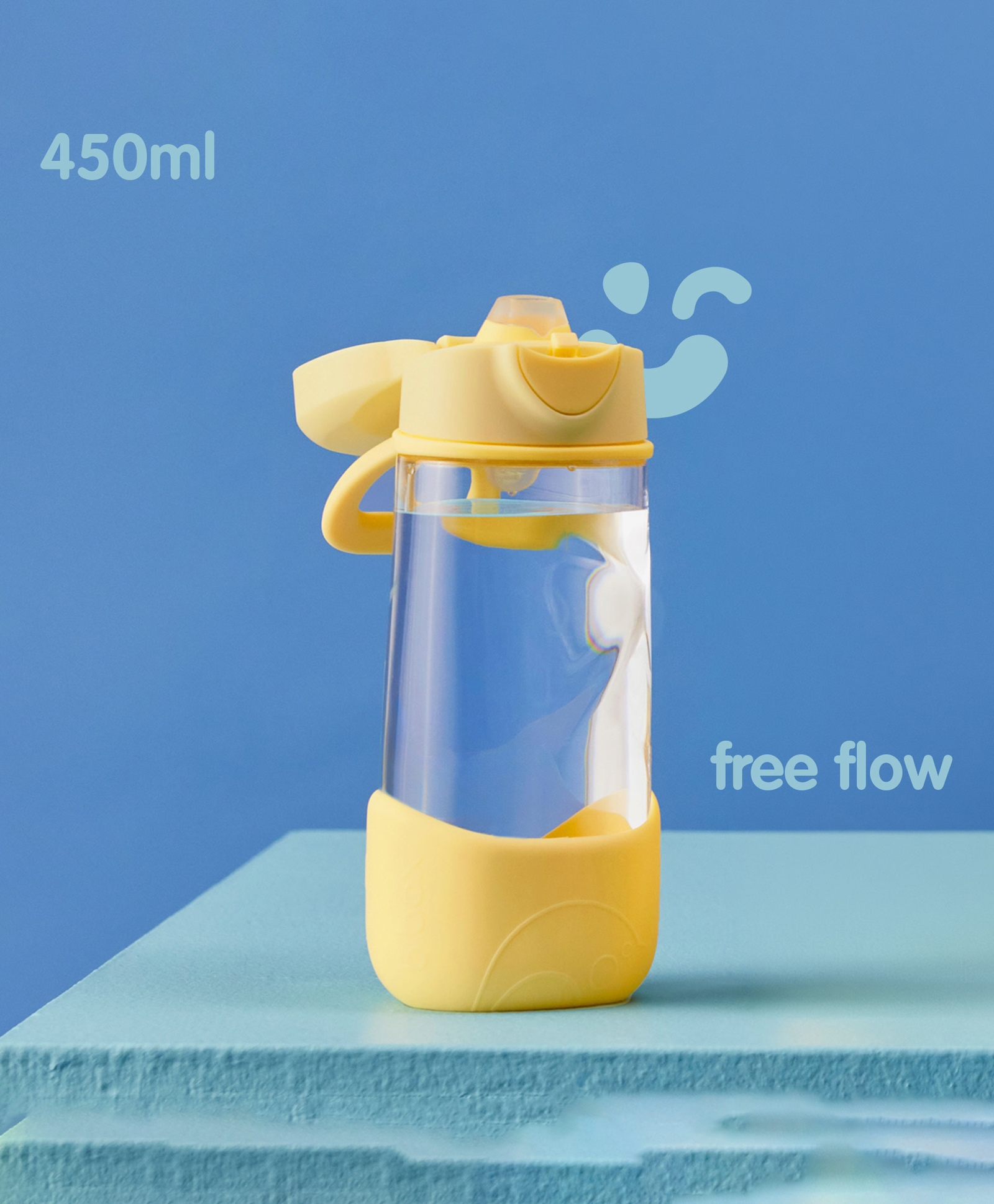b.box Flip Top Lid Spout Drink Bottle for kids - Leak Proof & Easy to Carry 450ml - Lemon Twist Yellow-image-35