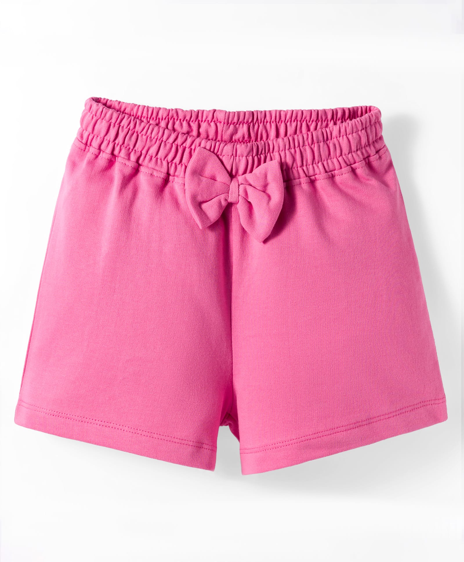 Kookie Kids India Looper Knit Above Knee Length Solid Colour Shorts With Bow Applique - Pink-picture-34