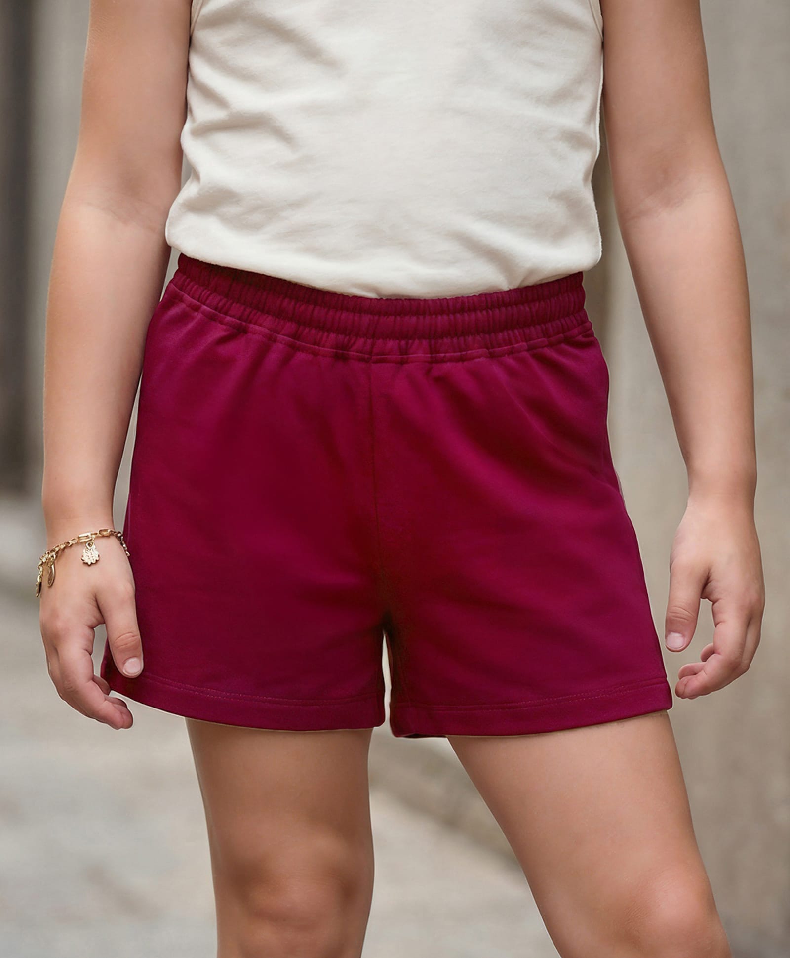 kookie kids india Kookie Kids Looper Knit Above Knee Length Comfort Fit Shorts - Maroon-picture-25