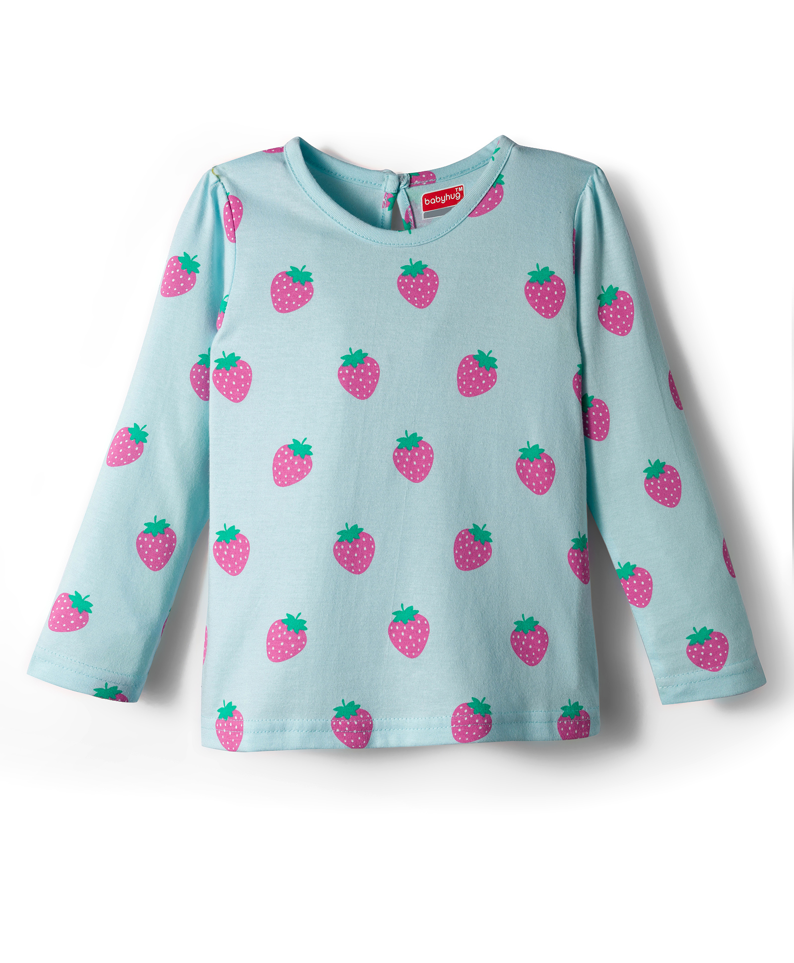 Babyhug 100% Cotton Knit Full Sleeves T-Shirt with Fruit Print - Light Blue-picture-25