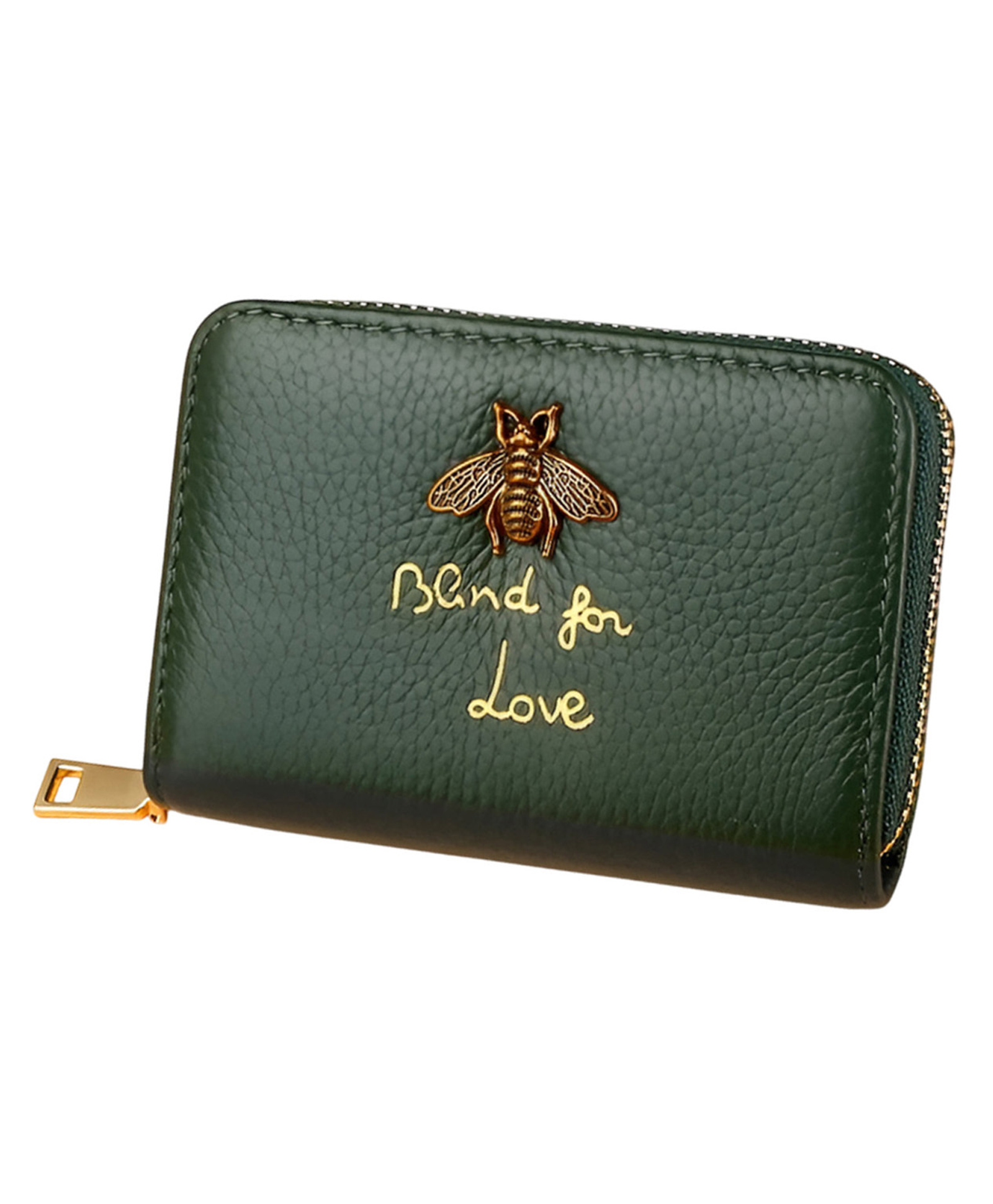 SYGA Women Elegant Zip-Around Card Holder Wallet for Women Blind for Love Embossed Bee Design(Green)-image-17