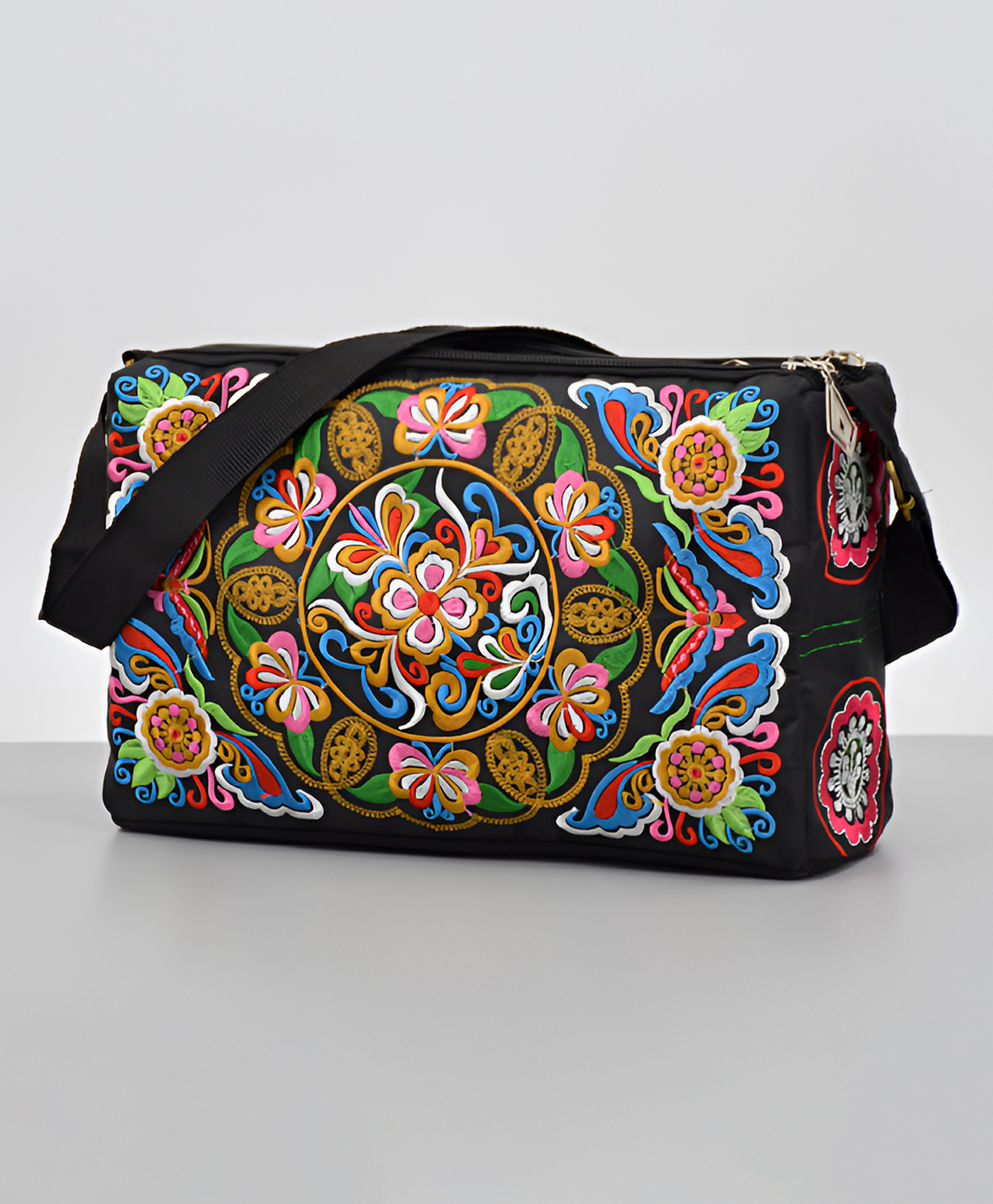 SYGA Women Boho Embroidered Floral Crossbody Bag Ethnic Style Shoulder Bag with Zipper Closure (Yellow)-image-41